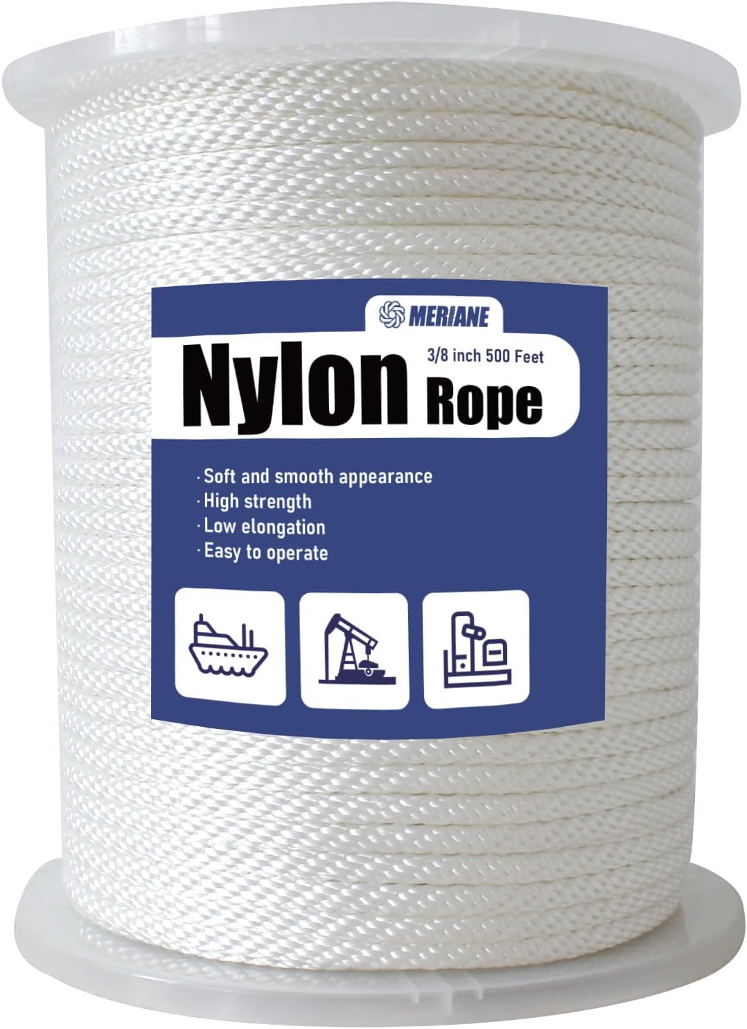 Nylon Rope 500 Ft 3/8 Inch for Camping, Marine, and More