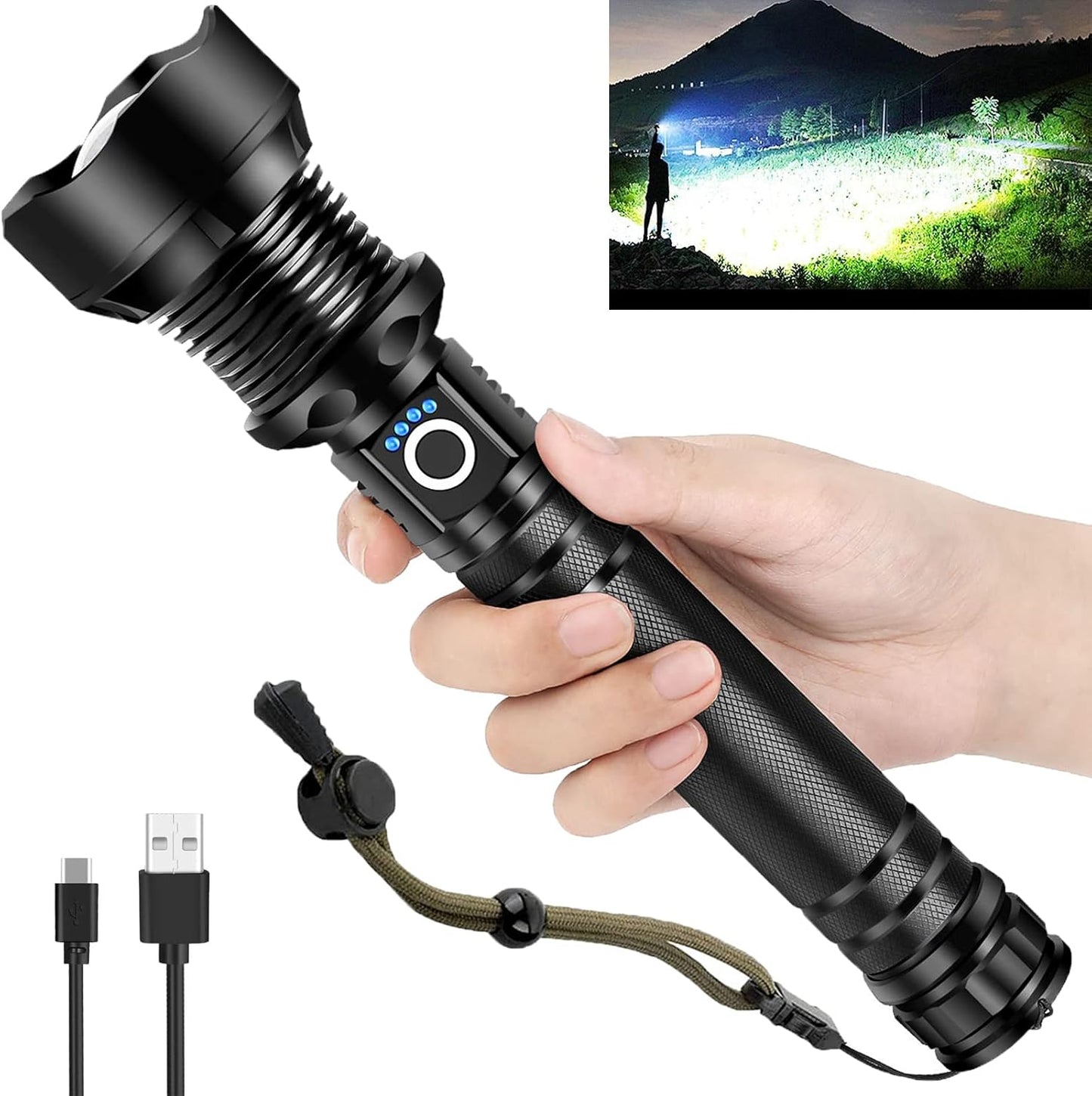 OMALIGHT: Ultra Bright Rechargeable XHP90.2 Flashlight