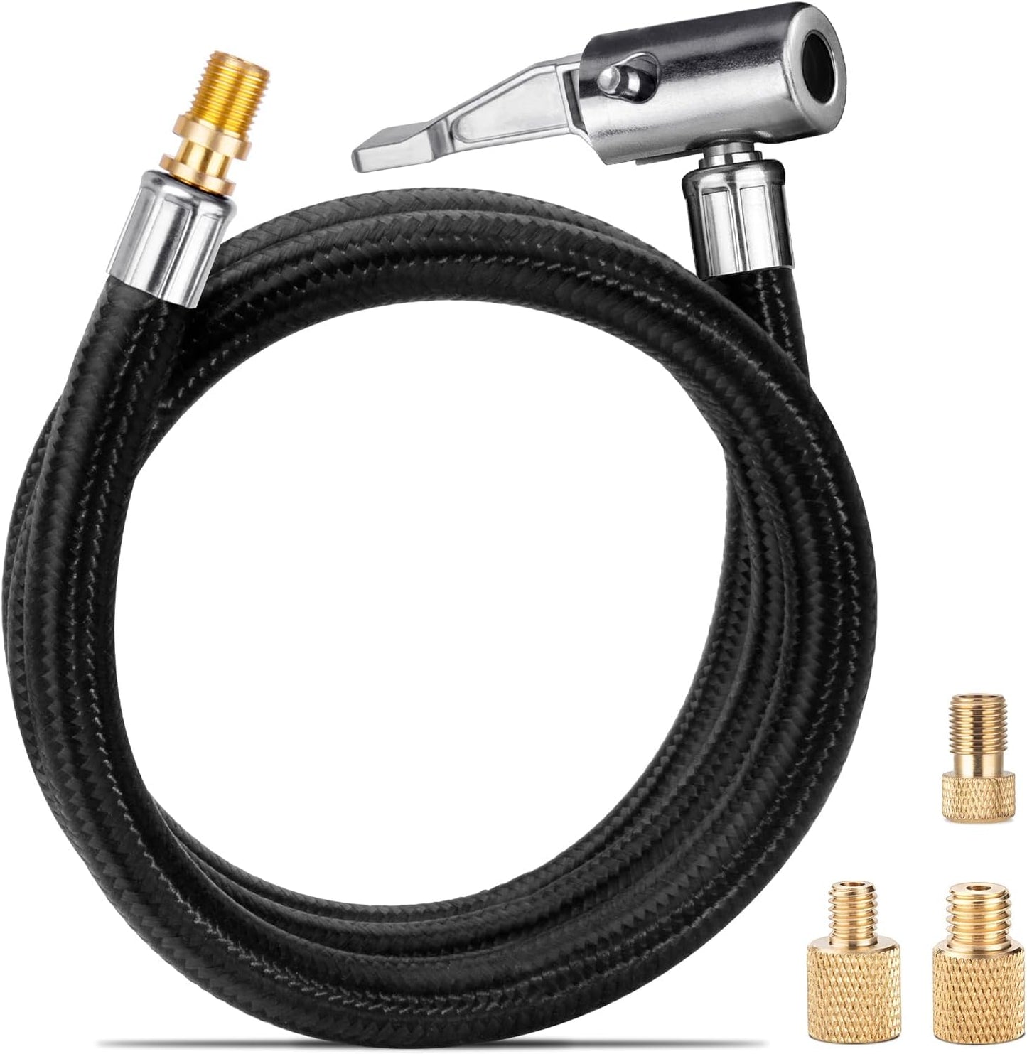 LUMITECO Upgraded Tire Inflator Hose Adapter - Lock On Air Chuck with Schrader Valve Thread