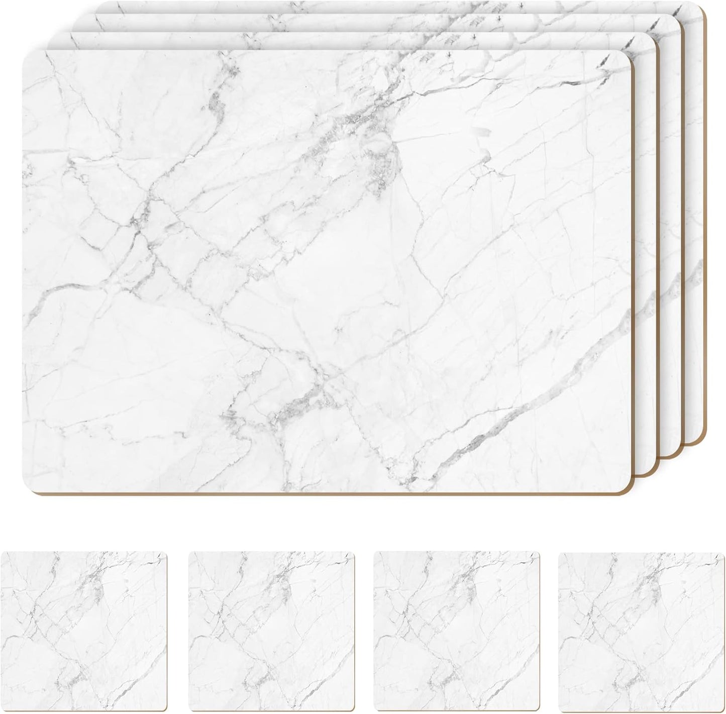 Set of 4 Heat Resistant Cork Placemats with Matching Coasters