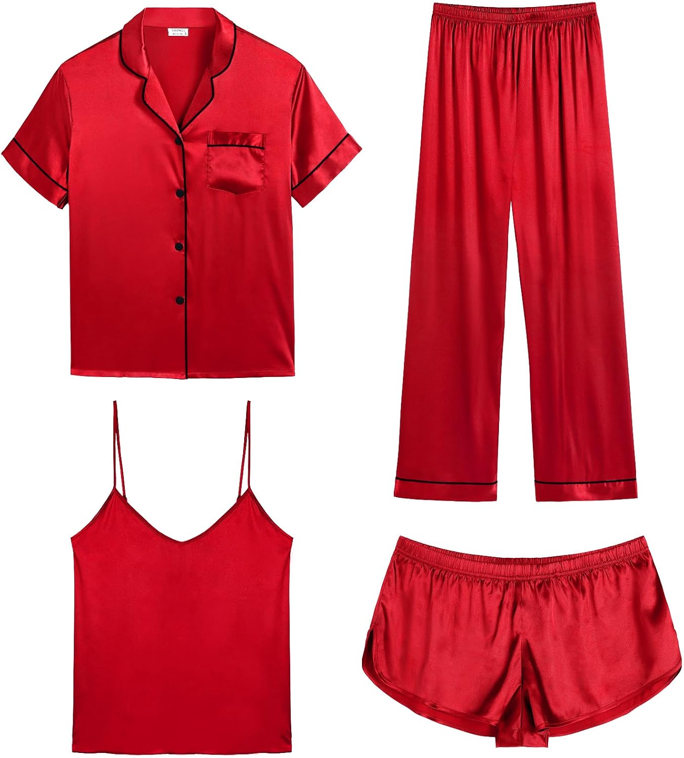 Luxurious SWOMOG Womens Silk Satin Pajamas Sets for Comfort
