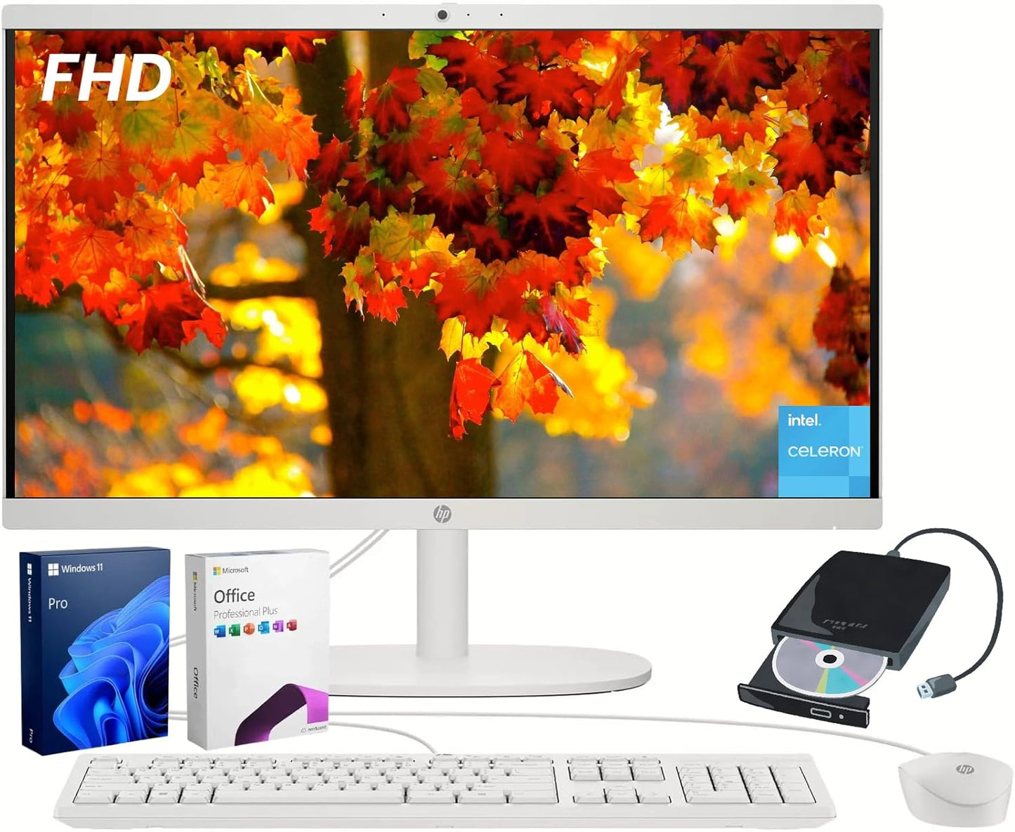 HP All-in-One Desktop Computer with 21.5in FHD Display