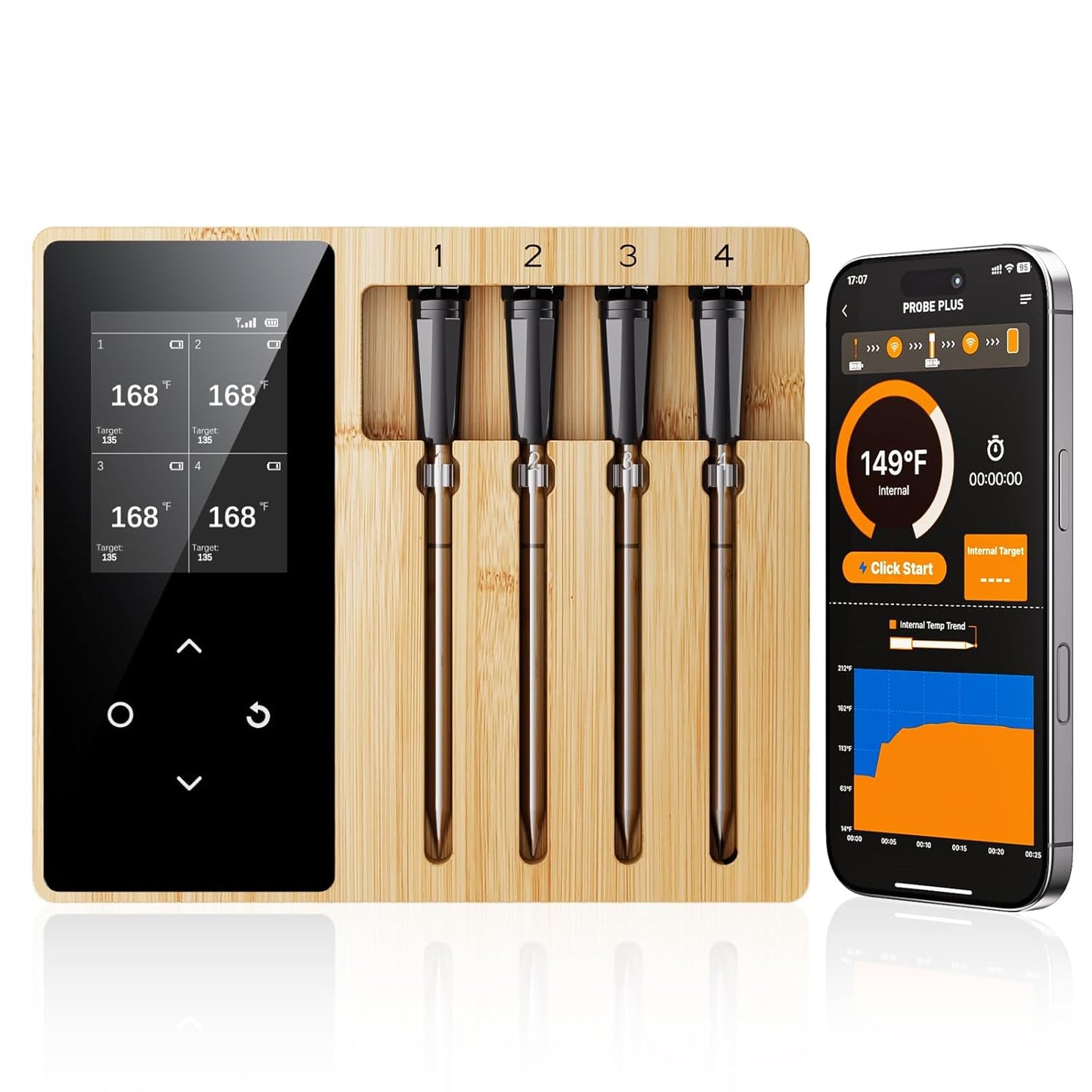 4 Probes Wireless Meat Thermometer for Perfect BBQ Cooking