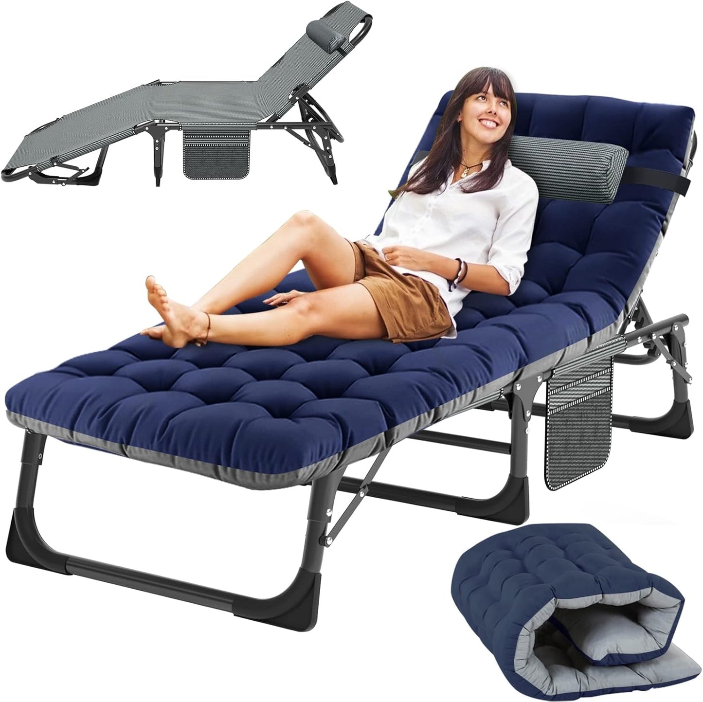 Slsy Sleeping Cots for Adults - 5-Position Folding Lounge Chair