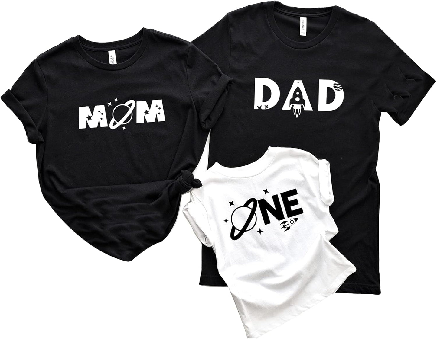 Baby Boy Space Themed One First Birthday Party Matching Shirts