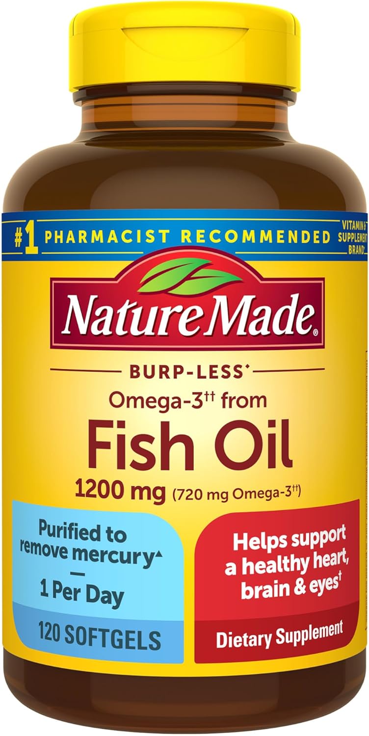 Nature Made Burp Less Omega 3 Fish Oil for Heart and Brain