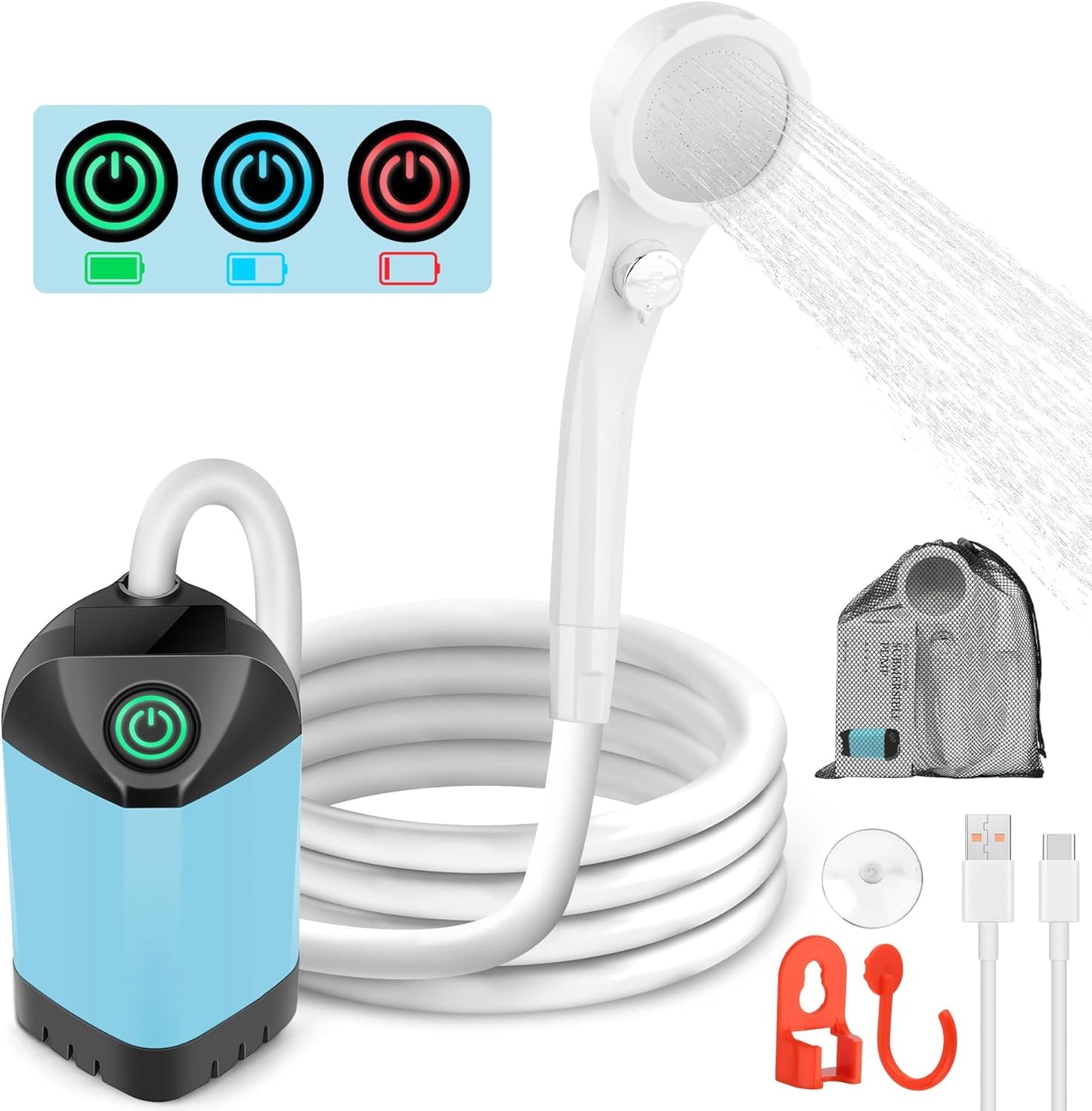 Portable Shower for Camping with Rechargeable Battery & Modes