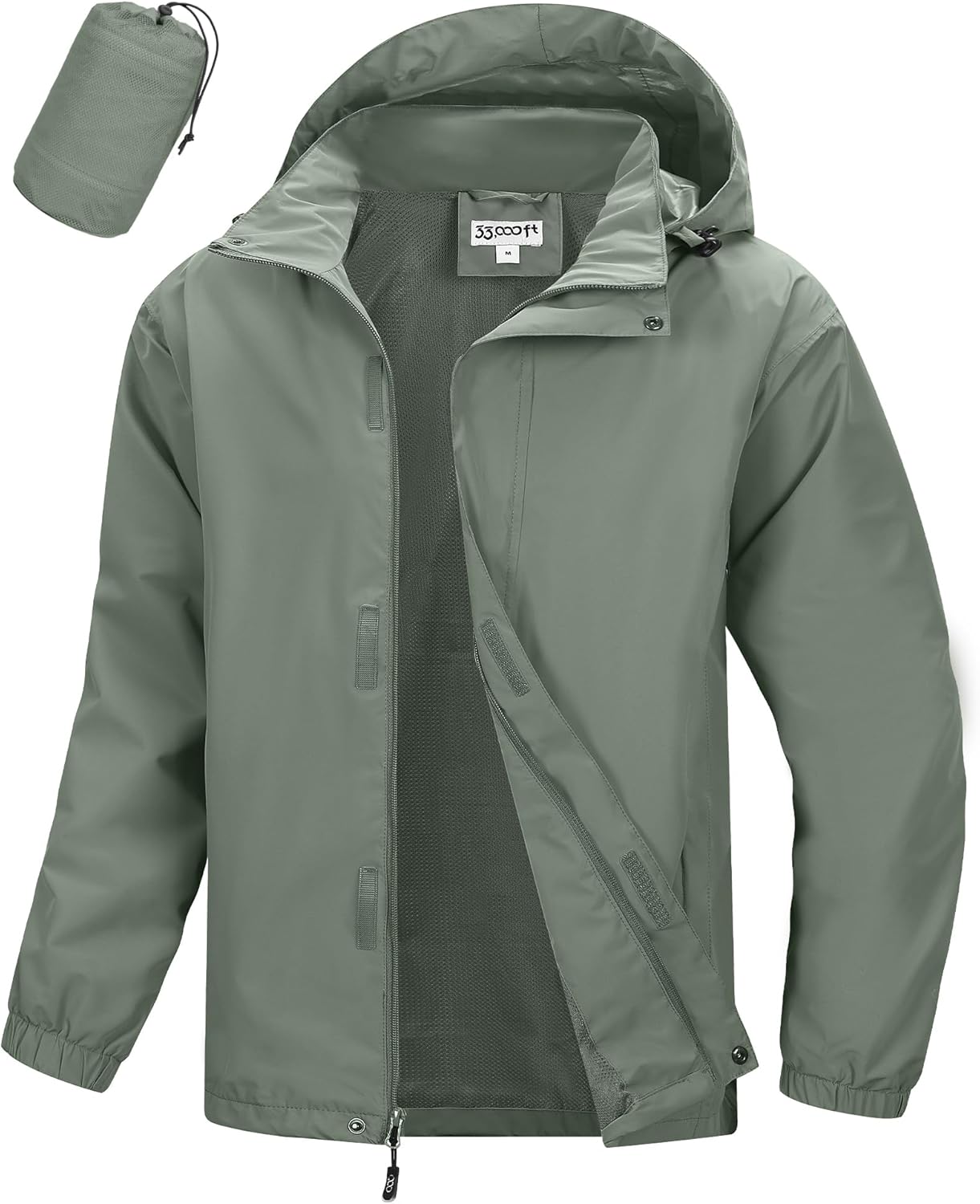 33,000ft Men's Packable Rain Jacket for Hiking and Travel