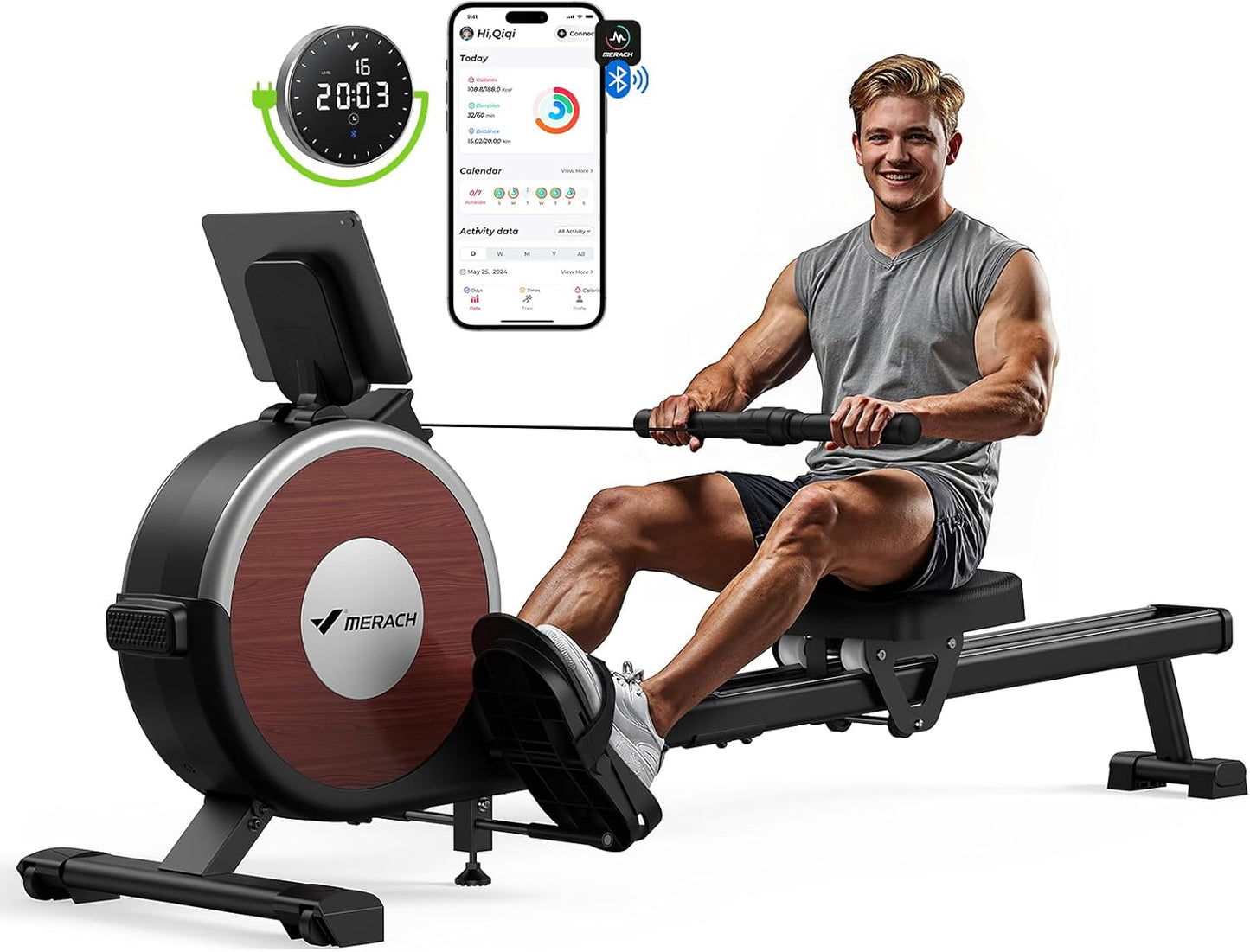 MERACH Magnetic Rowing Machine: Quiet 16-Level Resistance