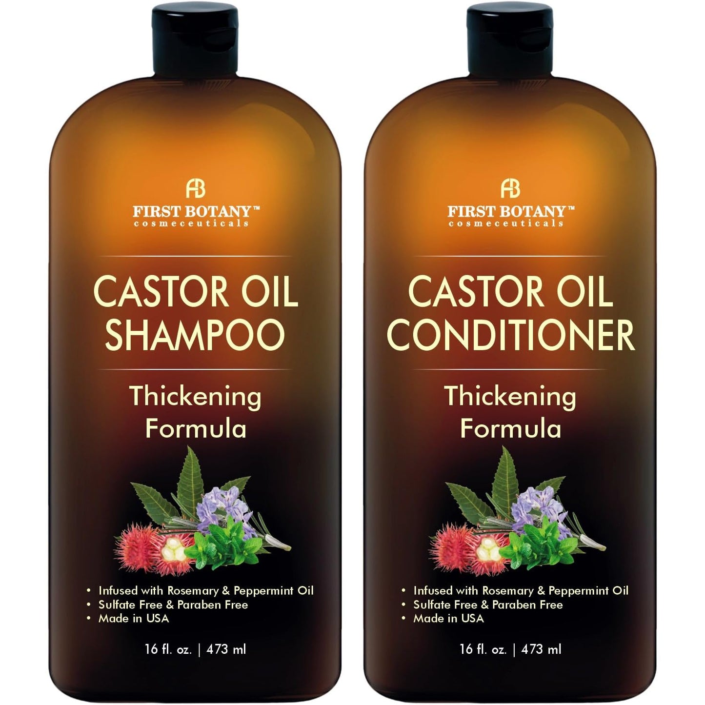 Anti Hair Loss Castor Oil Set - Hair Regrowth Thickening Formula - 16 oz