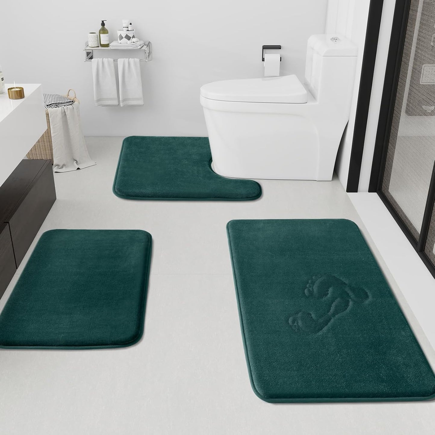 HUXMEYSON Bathroom Rugs Set - Ultra Soft Non-Slip Bath Mats