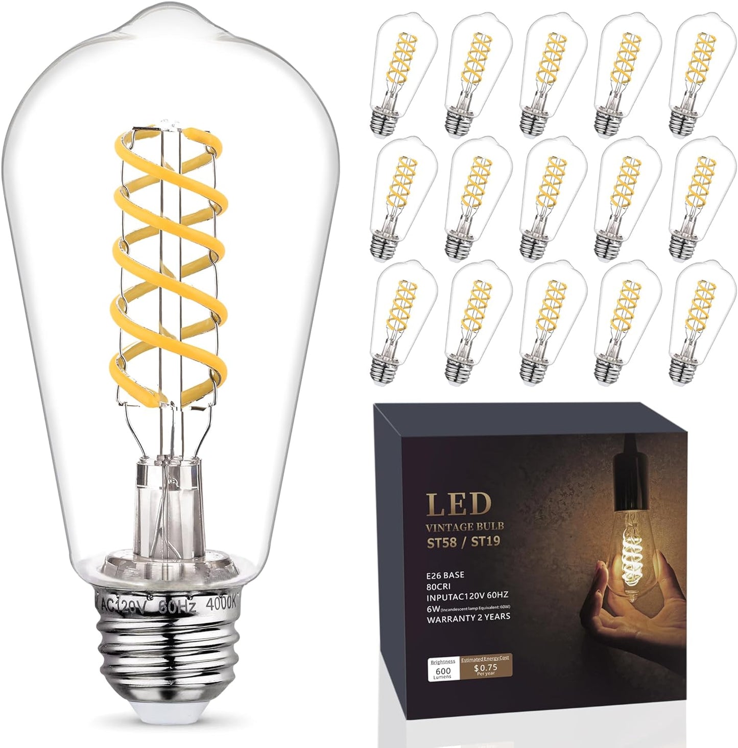 16 Pack Dimmable Vintage LED Edison Bulbs for Cozy Lighting