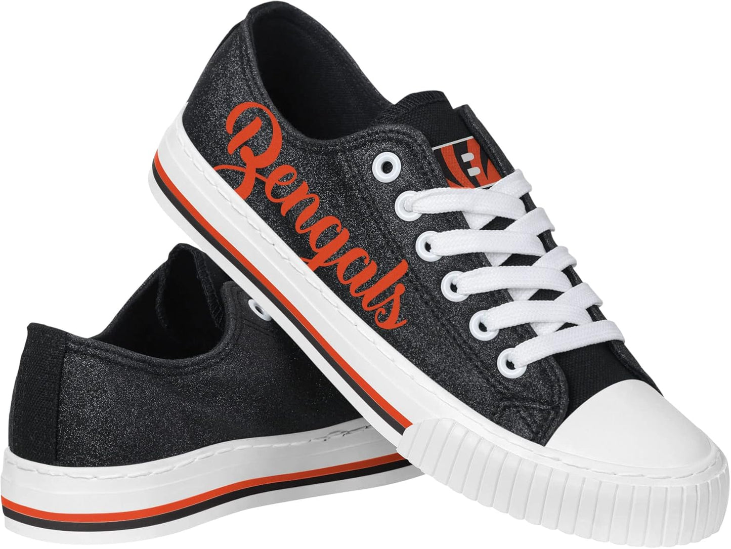 FOCO Women's NFL Team Logo Glitter Low Top Canvas Sneakers