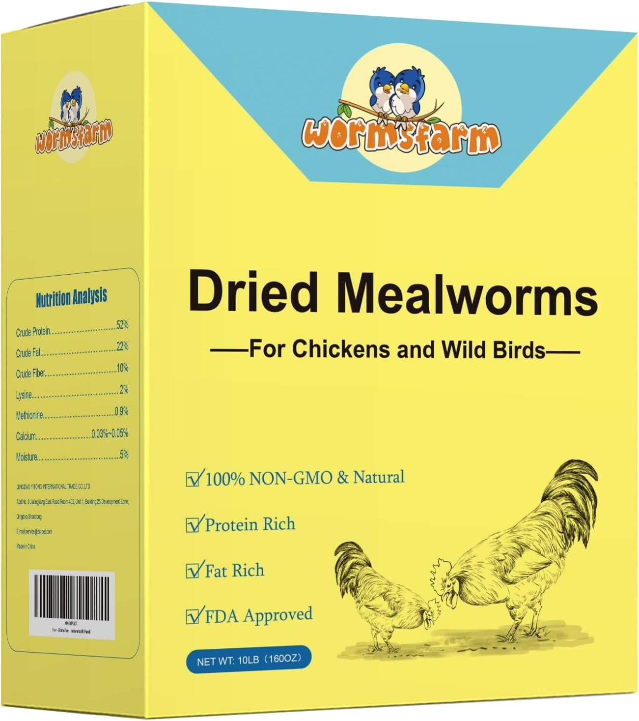 10lb Dried Mealworms for Wild Birds and Chickens Feed