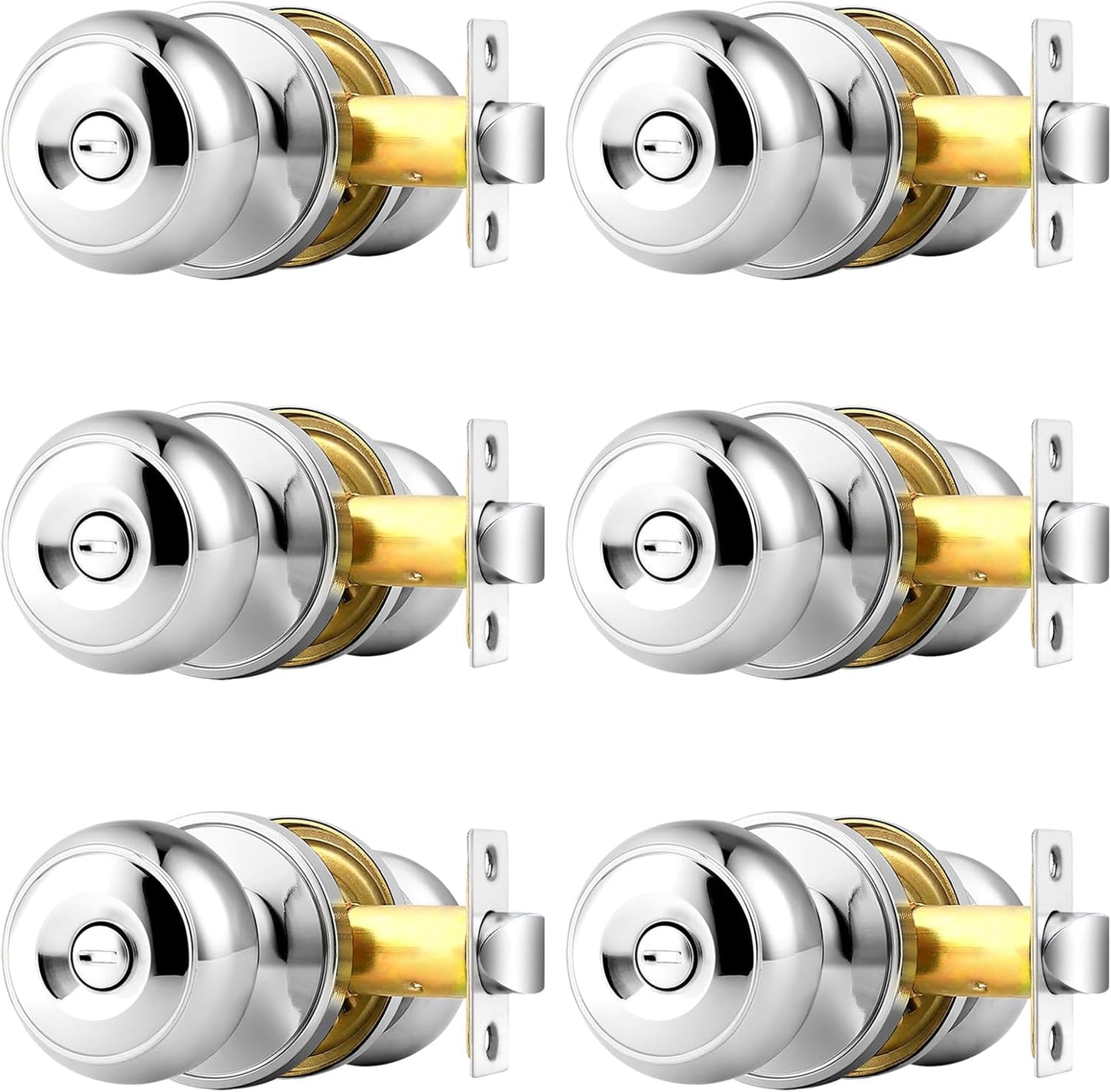 Probrico Polished Chrome Door Knobs for Bedroom and Bathroom