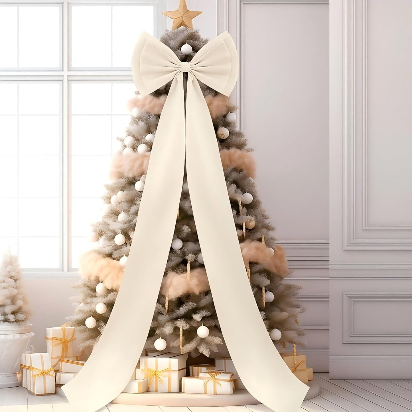 Giant Bow Decor Christmas Tree Topper for Weddings and Parties
