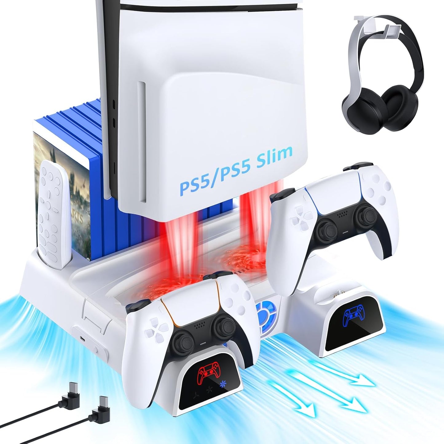 NexiGo PS5 Stand with Cooling and Dual Controller Charger