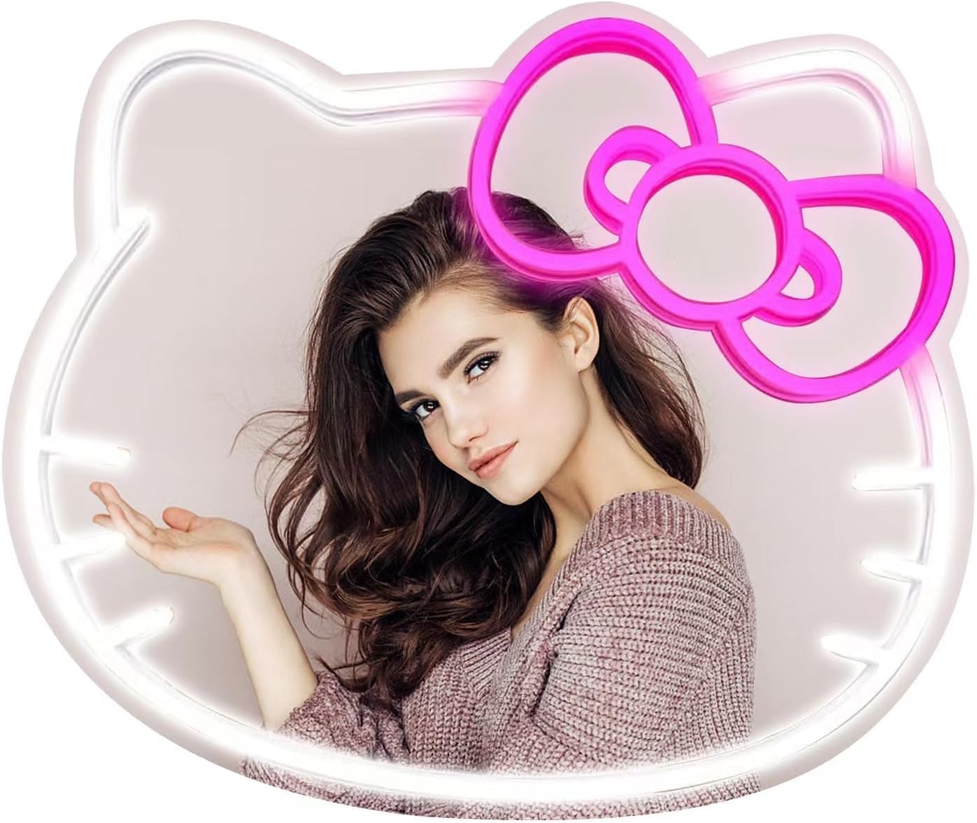 Anime Hello Kit Mirror with Light for Teen Girl Room Decor