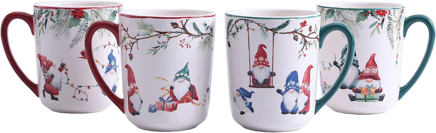 Bico Christmas Gnome Ceramic Mug Set of 4 for Holiday Cheer