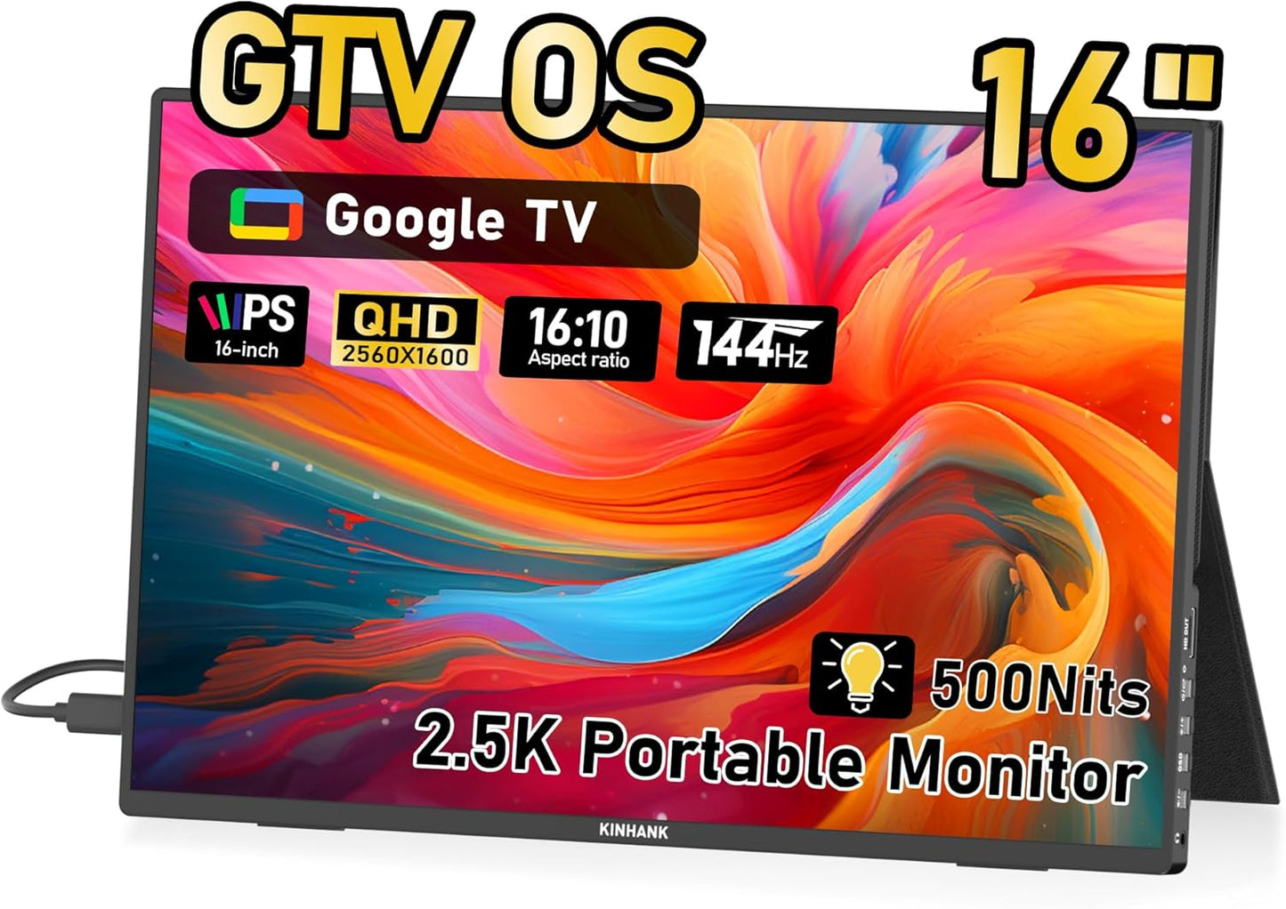 Ultra Bright 16 Portable Monitor with Google TV: Ultimate Display!