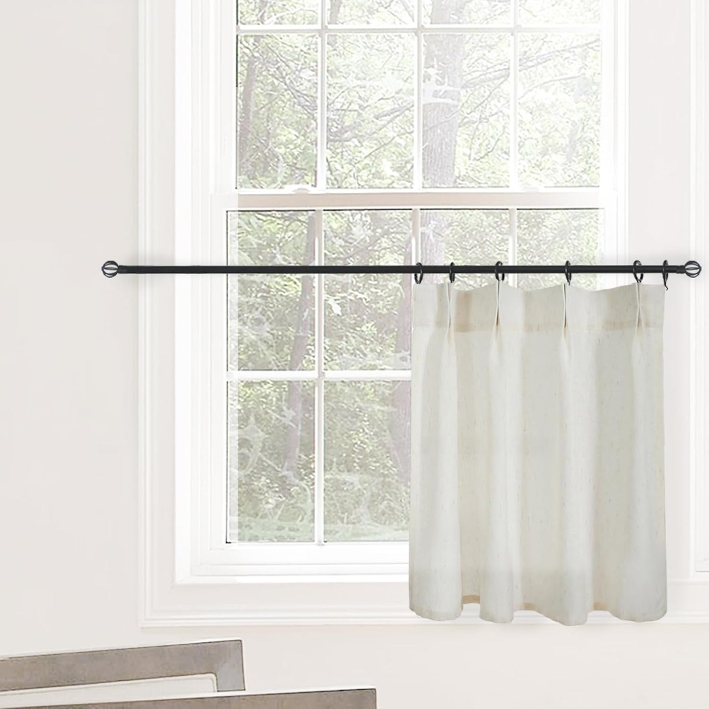 Farmhouse Sheer Linen Cafe Curtain 18 Inch - Lino Rosa