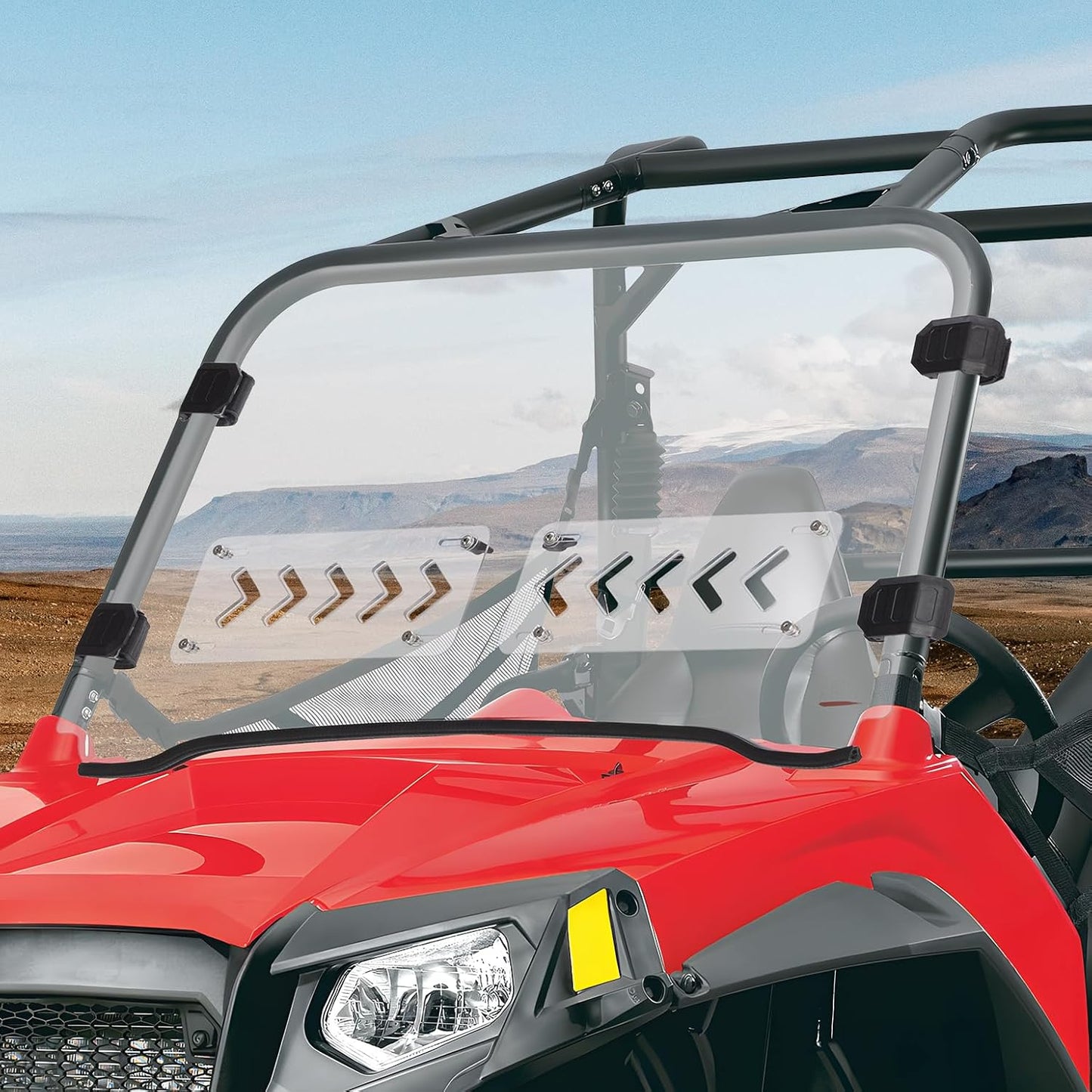 KEMIMOTO Scratch Resistant Vented Windshield for Polaris RZR