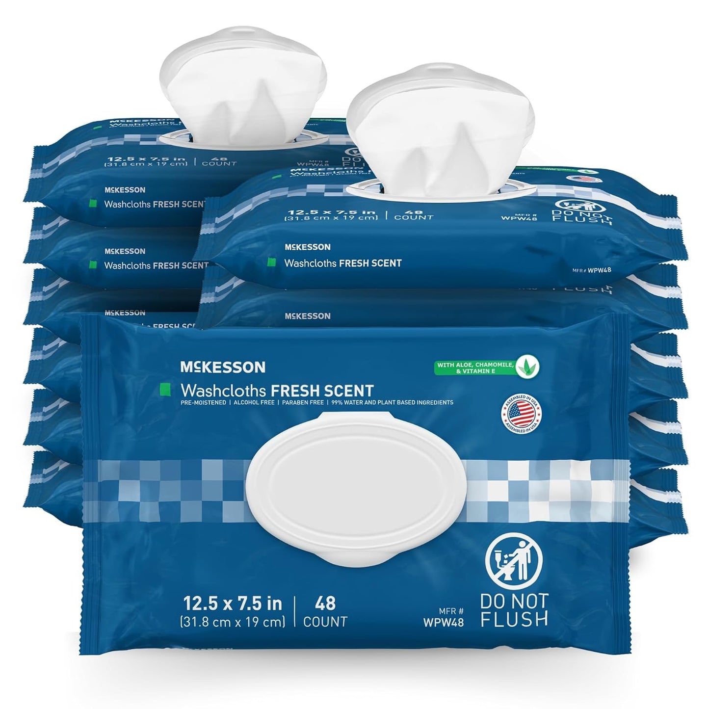 McKesson Disposable Scented Washcloth Wipes - Alcohol-Free No-Rinse Formula