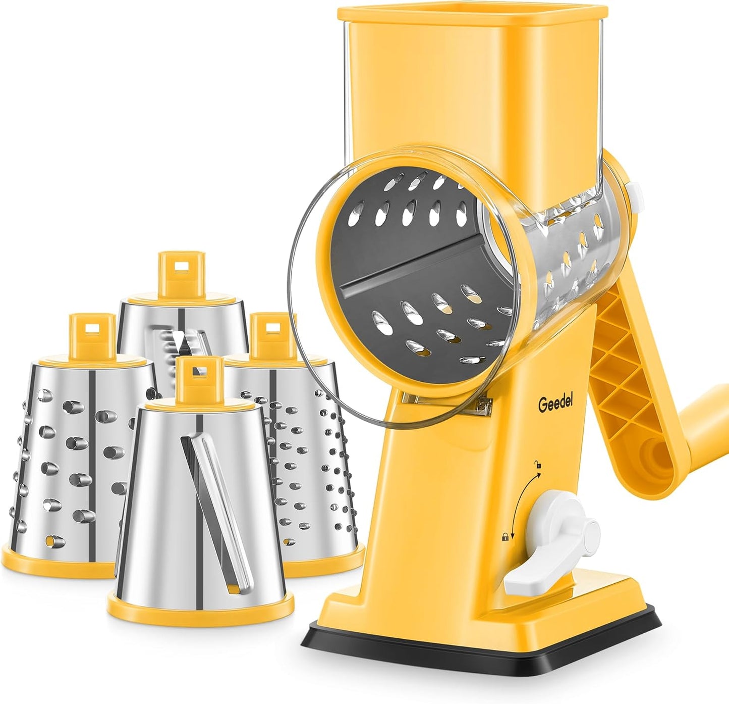 Geedel Rotary Cheese Grater - Upgraded Vegetable Shredder for Kitchen