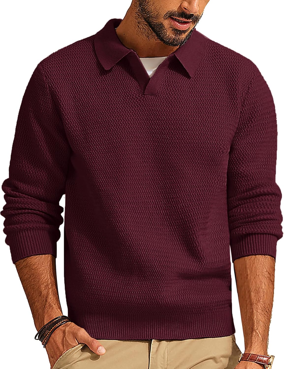 Stylish V Neck Pullover Sweater for Men by PJ PAUL JONES