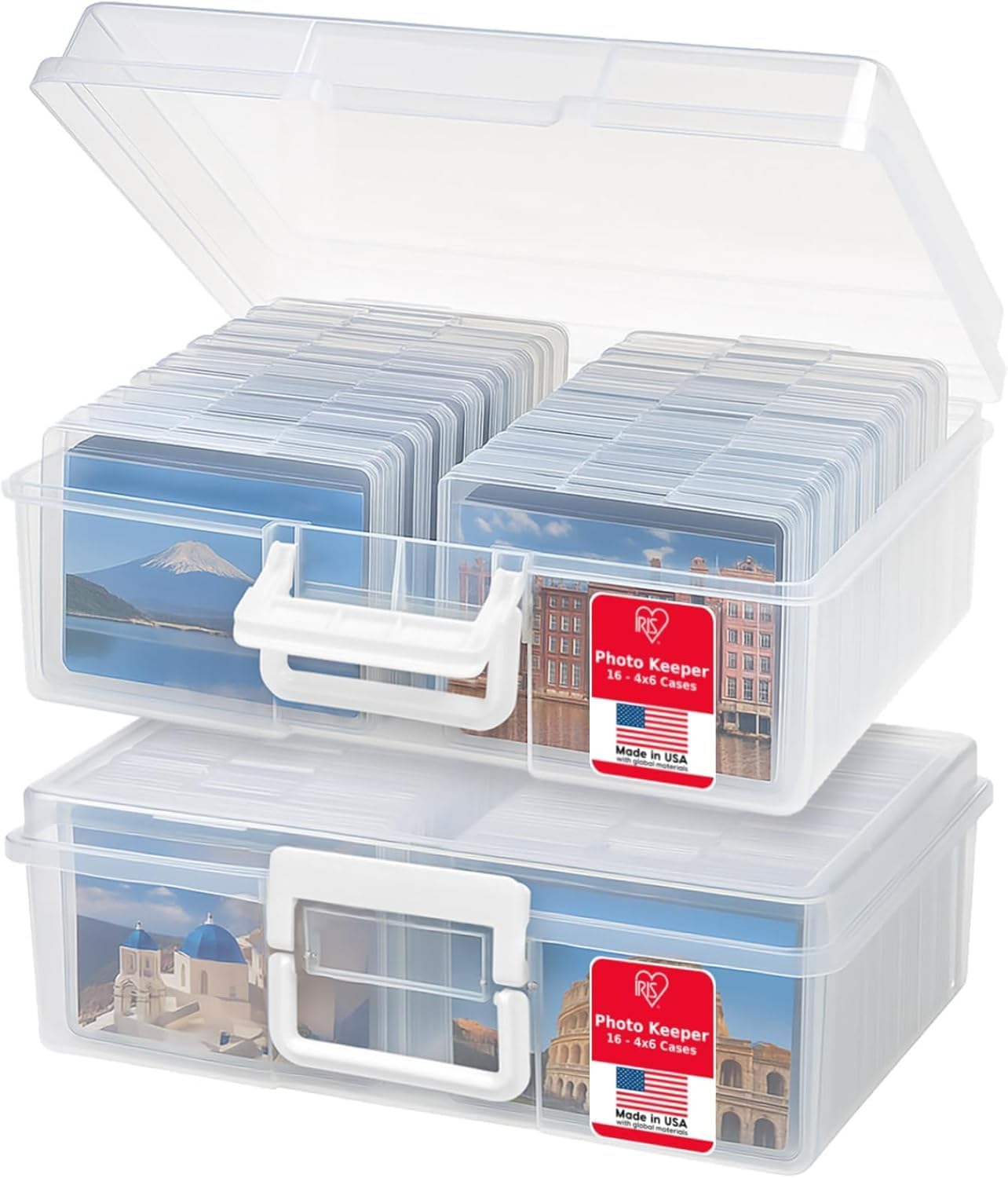 IRIS USA 4in x 6in Photo Storage Box Craft Keeper, 2-Pack