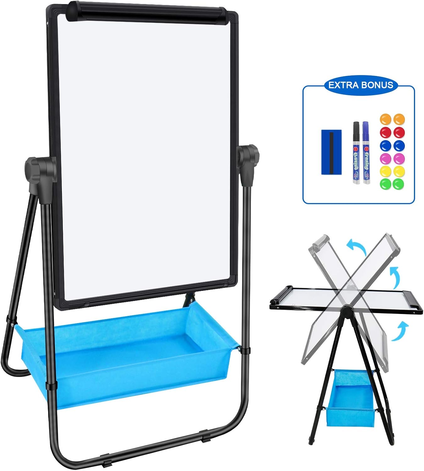 Double Sided Portable Dry Erase Board with Adjustable Stand
