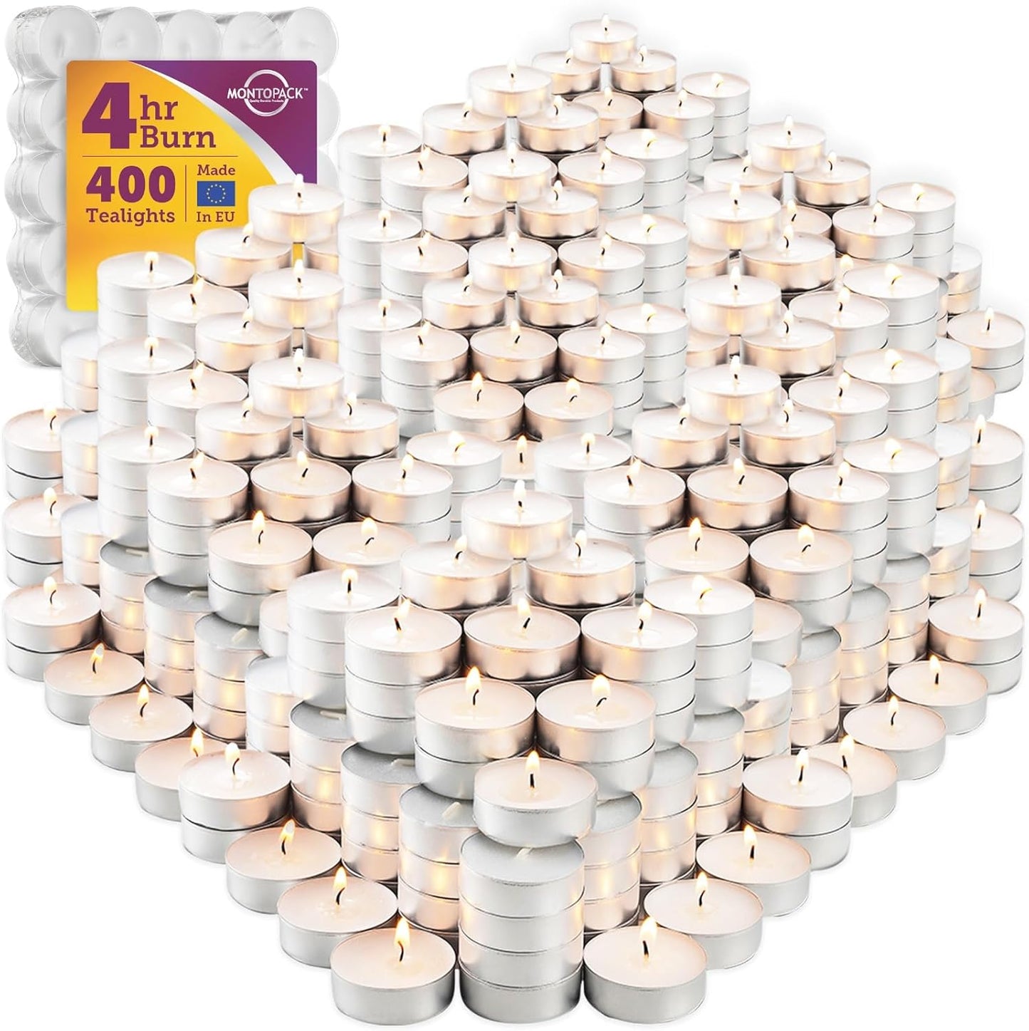 MontoPack Unscented Tea Light Candles for Events and Home Use