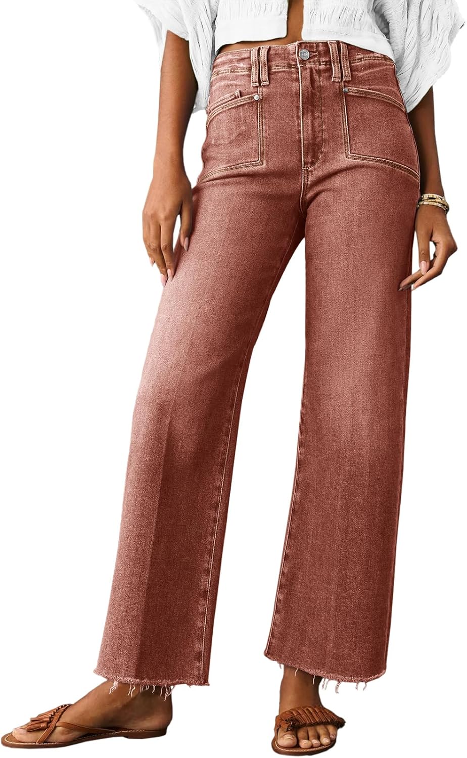 Cicy Bell Womens High Waisted Cropped Jeans for Trendy Style