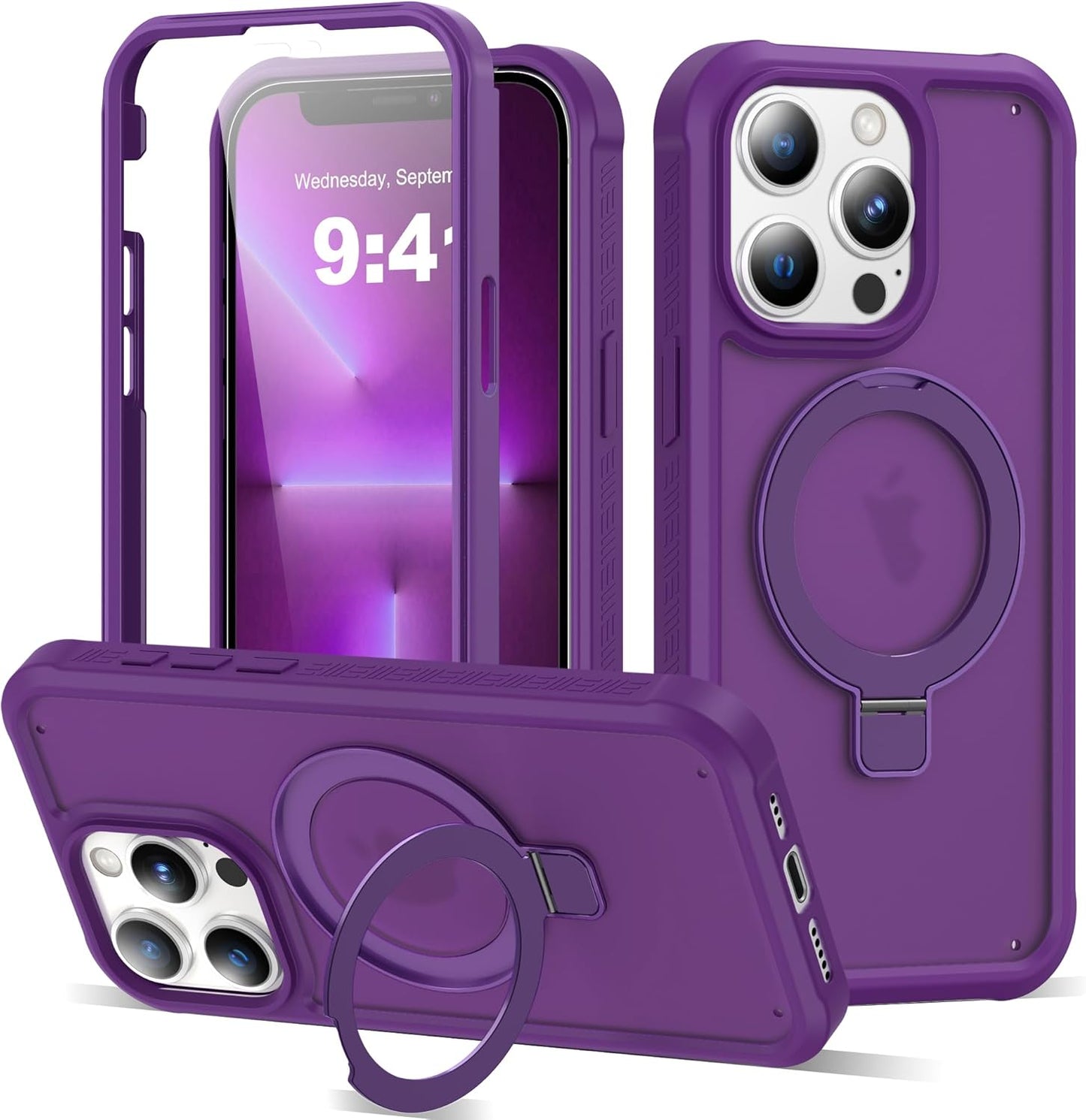 Compatible iPhone 13 Pro Case with Magnetic Ring Stand for Safety