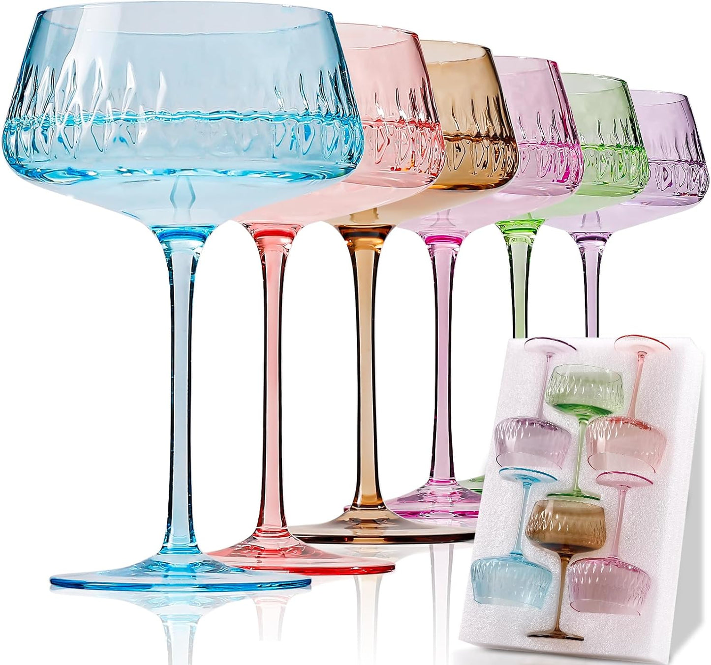 Colored Martini Glasses Set of 6 for Stunning Cocktail Parties