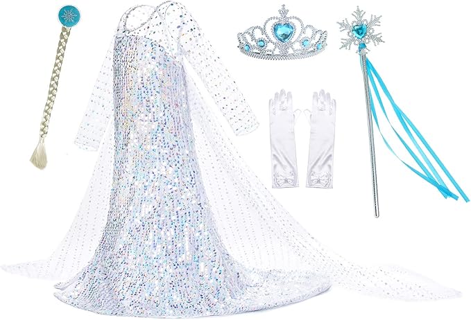 Luxury Princess Dress Costumes With Shining Long Cape for Girls