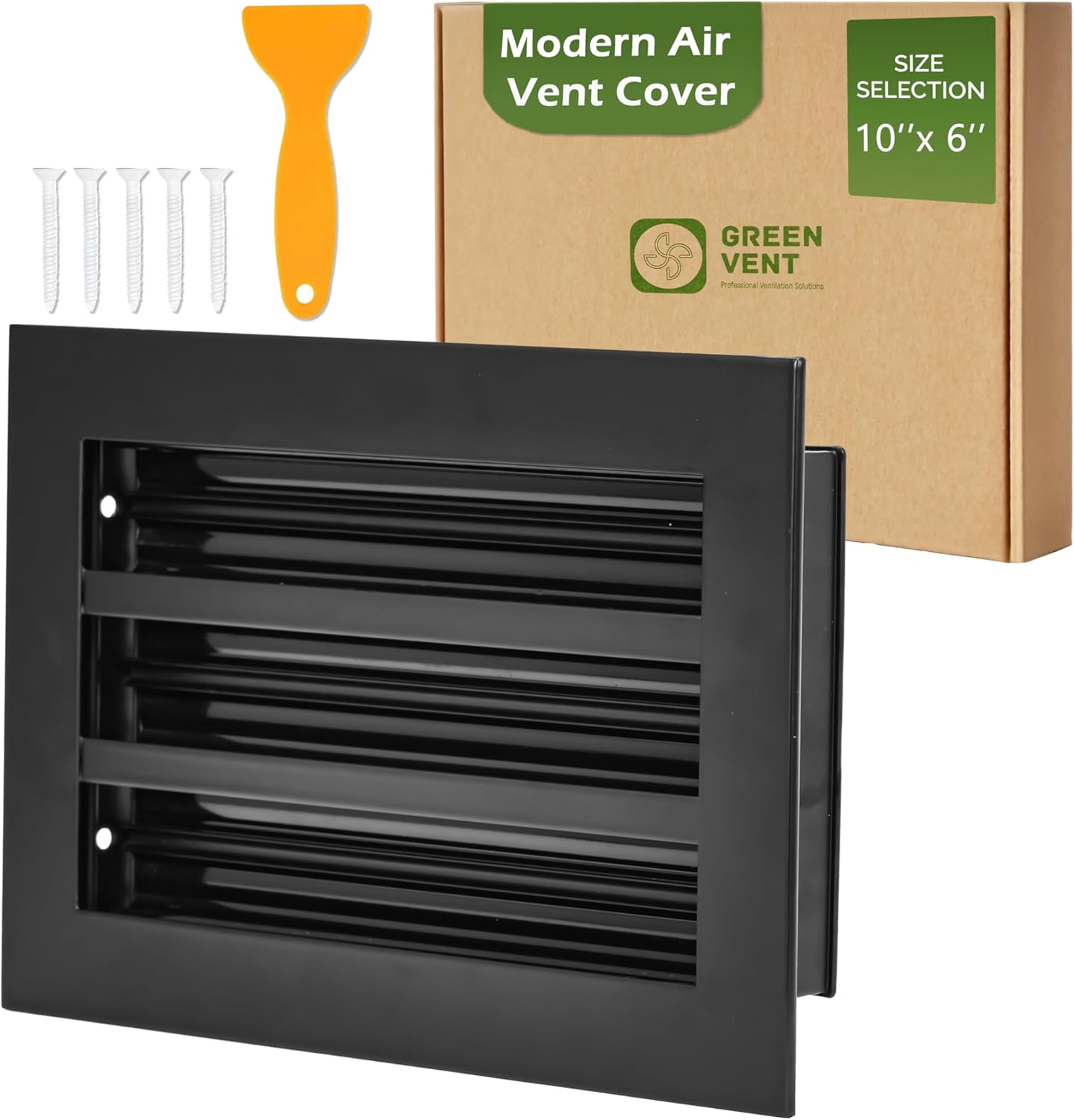 Modern Air Vent Cover 10x6 - Decorative Black Aluminum Diffuser