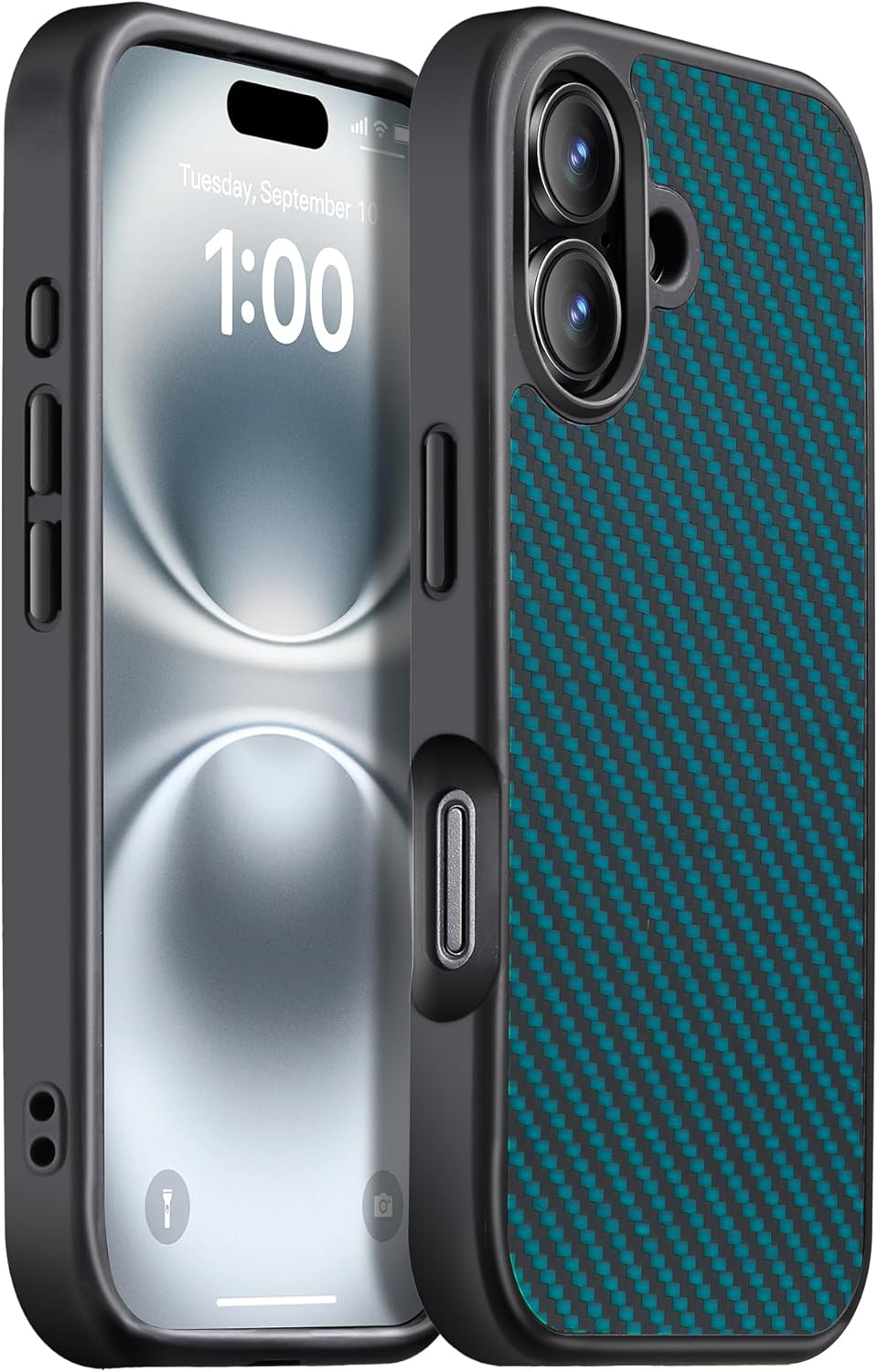 iPhone 16 Case Carbon Fiber Military-Grade Drop Cover for Protection
