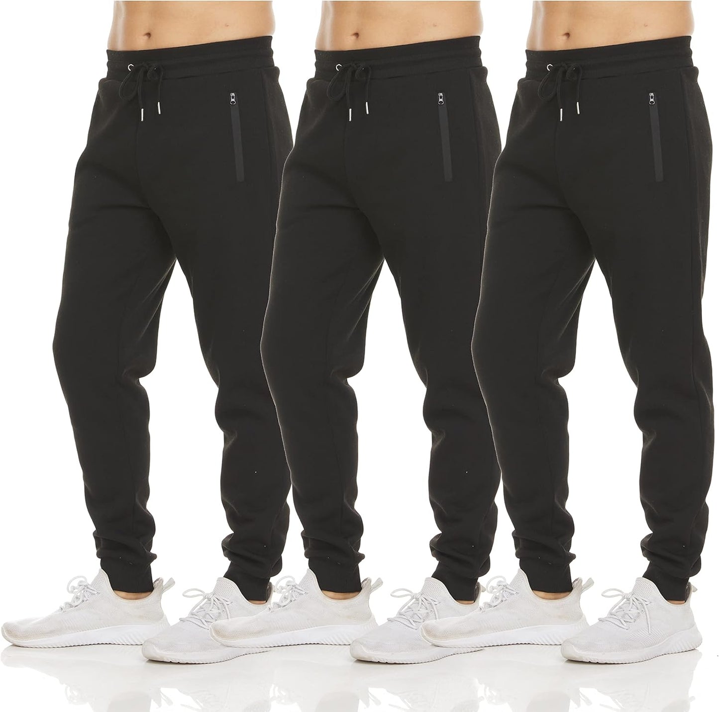 PURE CHAMP Mens Fleece Jogger Sweatpants with Zipper Pockets