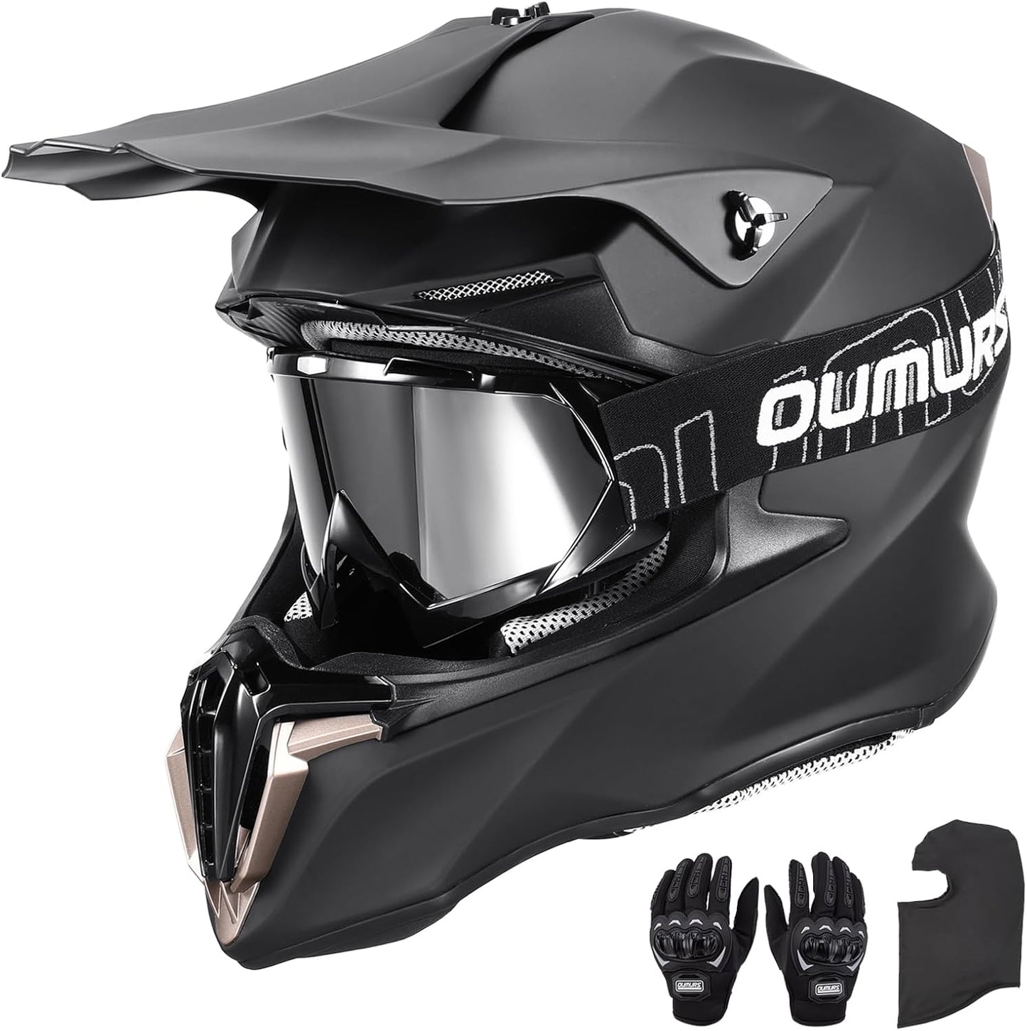 Adult ATV Dirt Bike Helmet with Goggles, Gloves & Mask Set