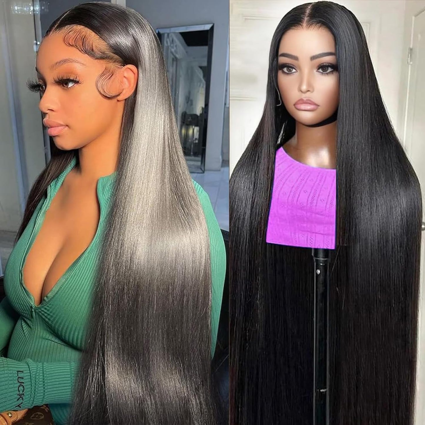 Straight Lace Front Wigs Human Hair for Black Women 18 Inch