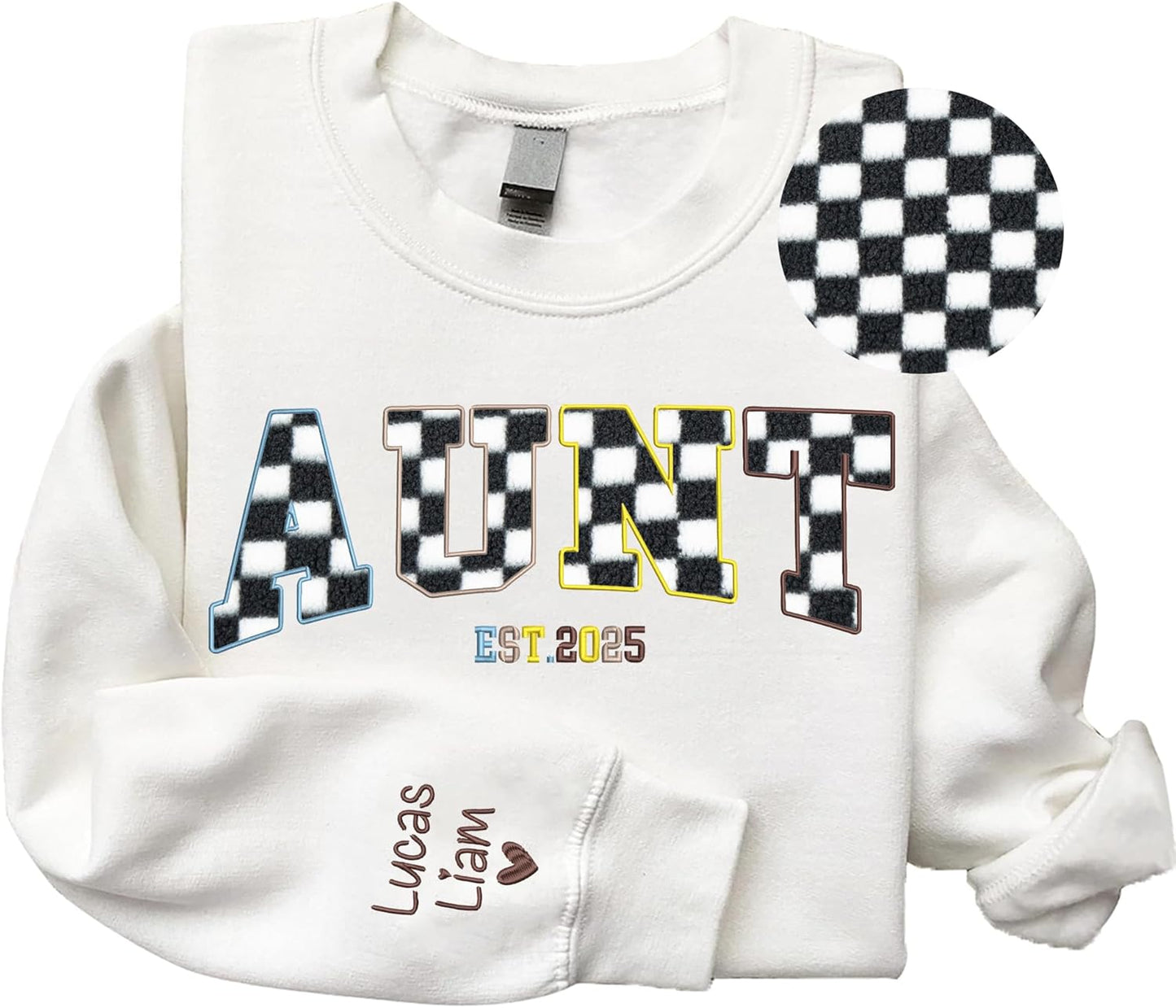 Custom Embroidered Auntie Sweatshirt - Personalized with Kids' Names - Perfect Gift for New Aunt!