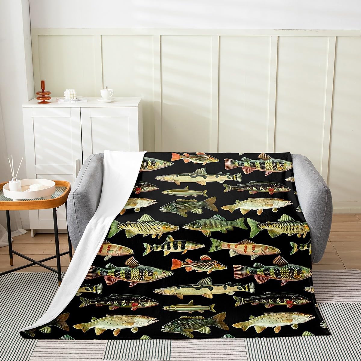 Vintage Pike Fish Flannel Fleece Blanket
