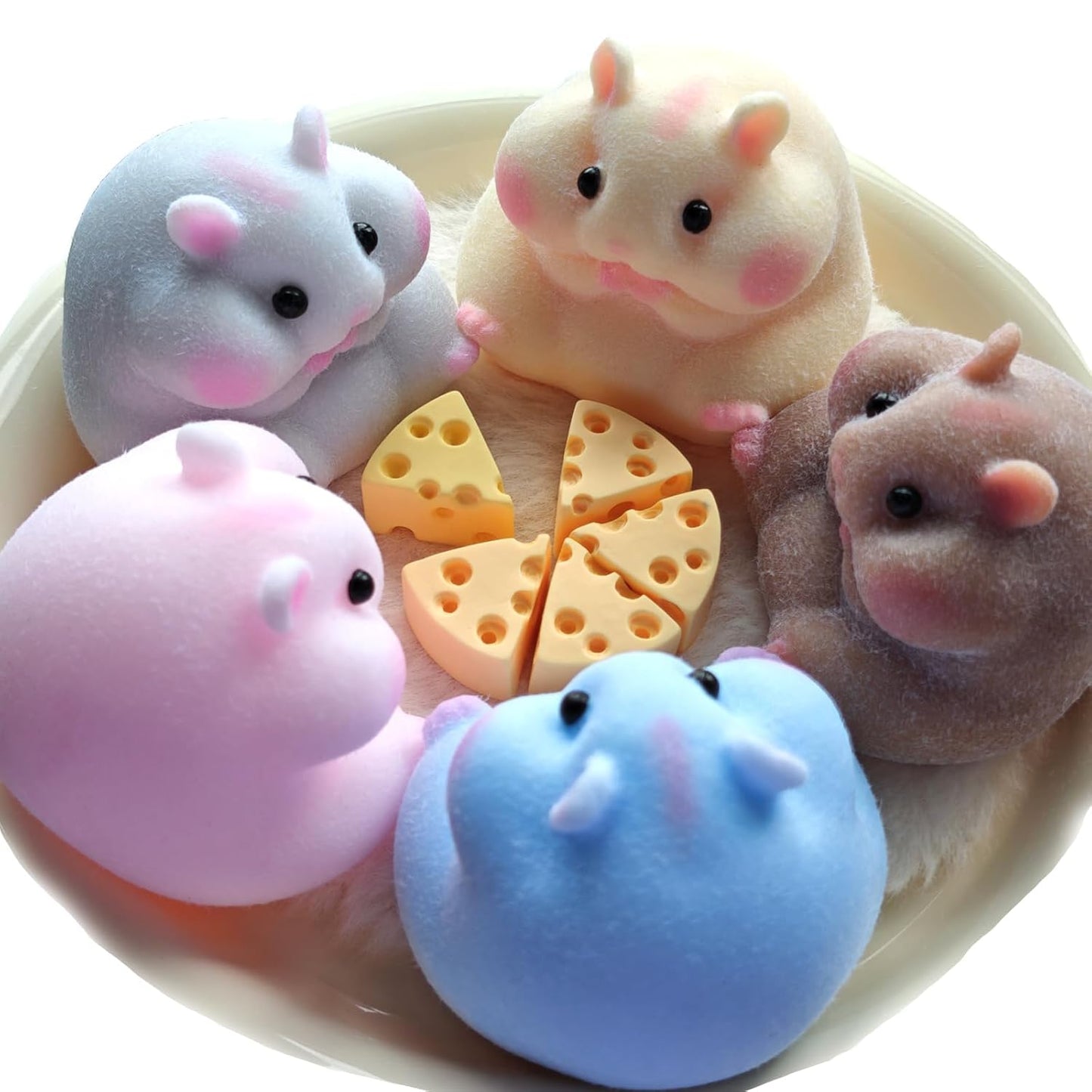 Handmade Flocked Hamster Taba Squishy Toy for Stress Relief