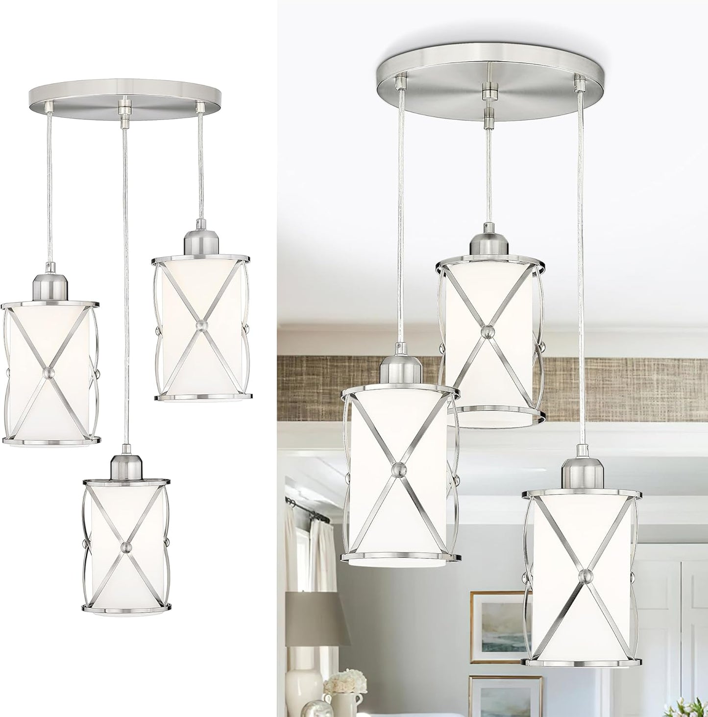 Brushed Nickel Dining Room Chandelier Light Fixture for Modern Spaces
