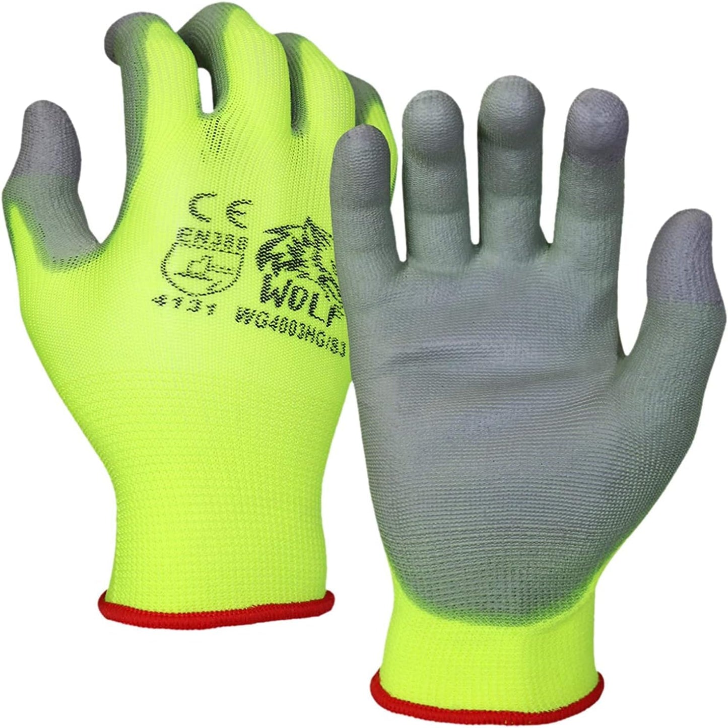 WOLF Polyurethane Palm Coated Nylon Shell Work Gloves for All Tasks