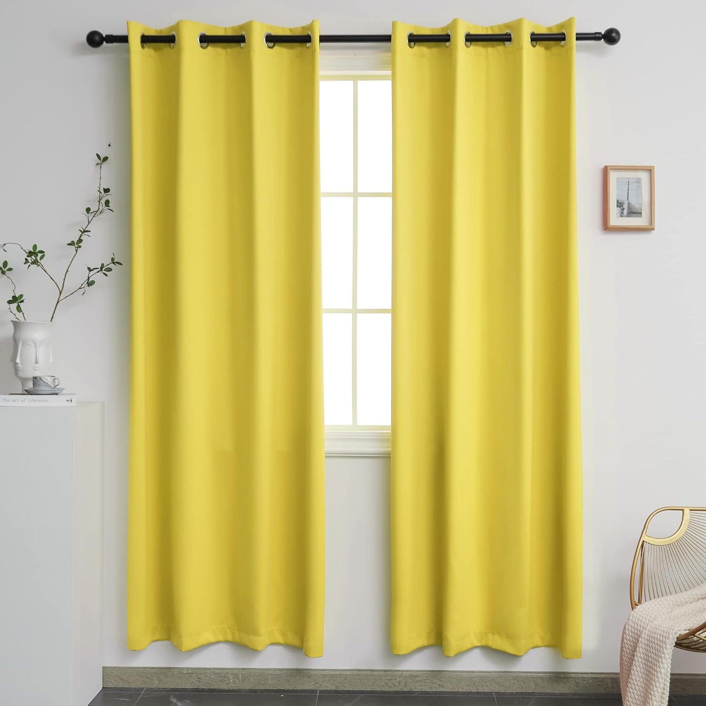 Yellow Blackout Curtains for Living Room and Bedroom 84 Inch