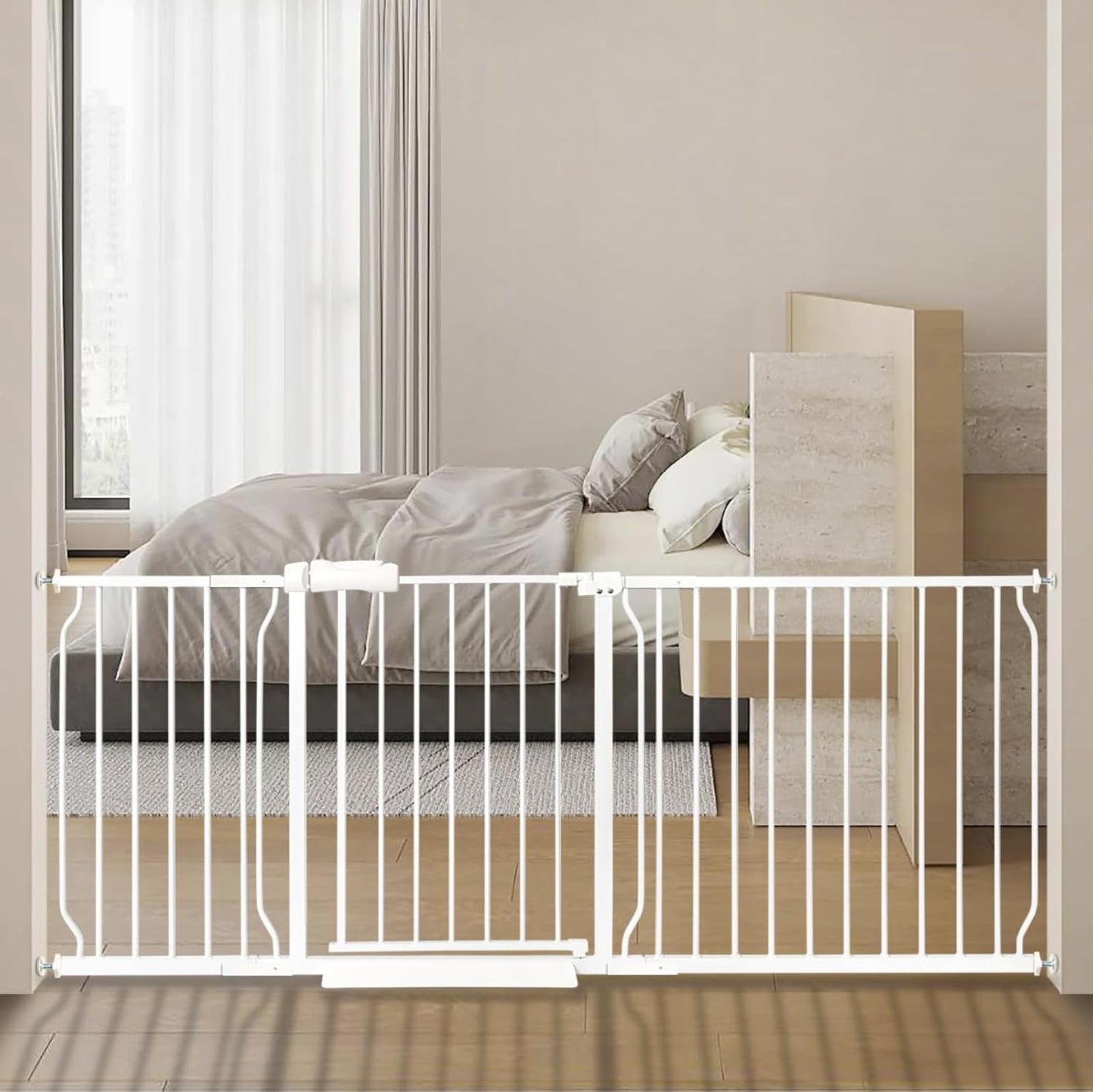 Extra Wide Baby Gate with Walk Through Door for Safety