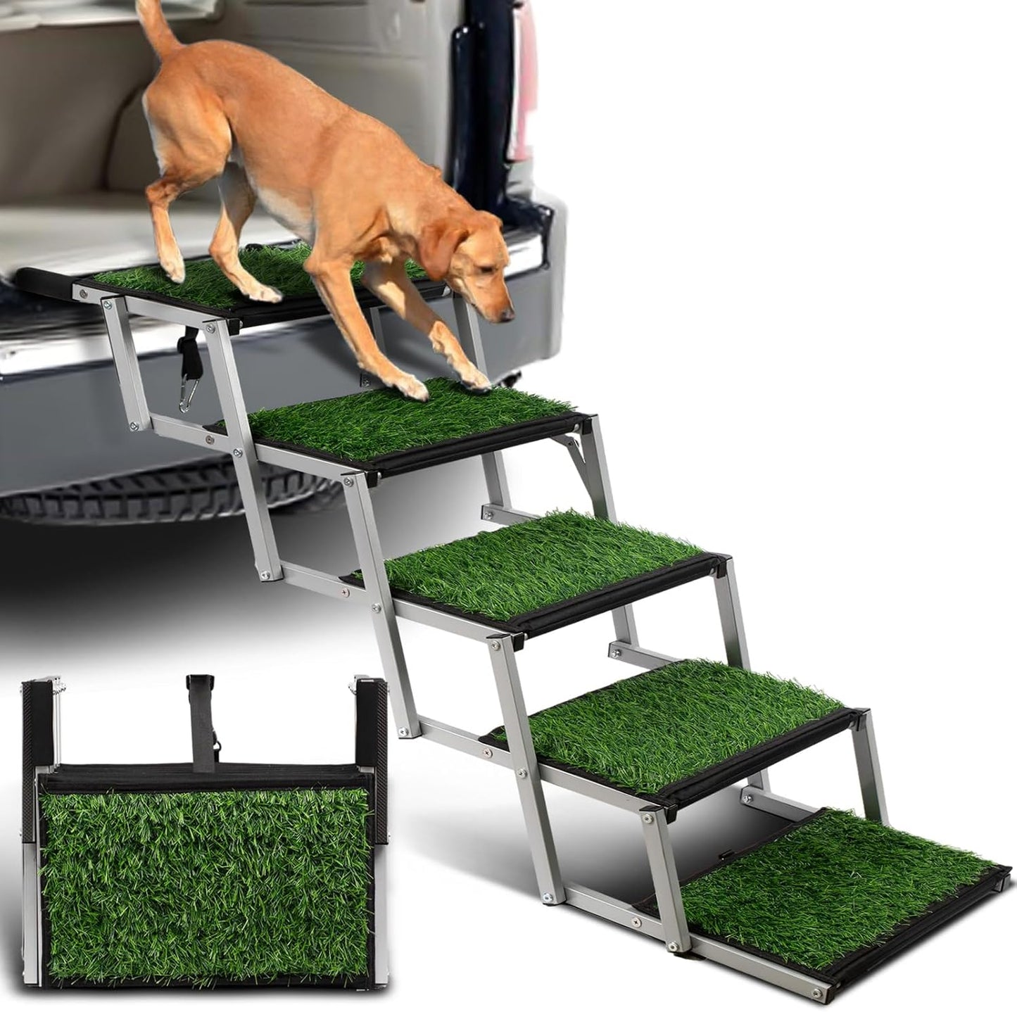 Extra Wide Dog Stairs for Car - Portable Folding Steps for Dogs