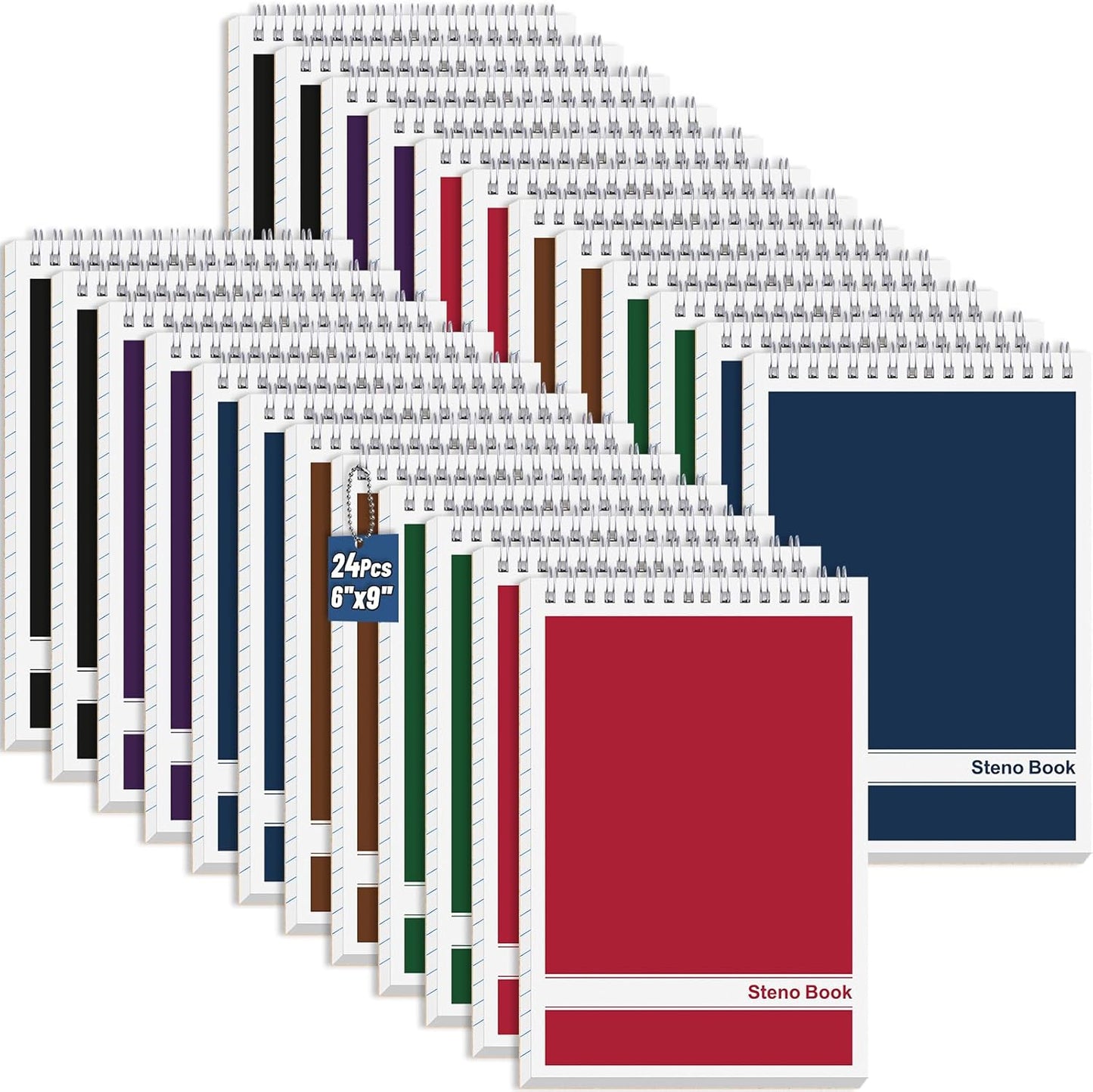 24 Pack Steno Pads 6 x 9 in for Students and Professionals